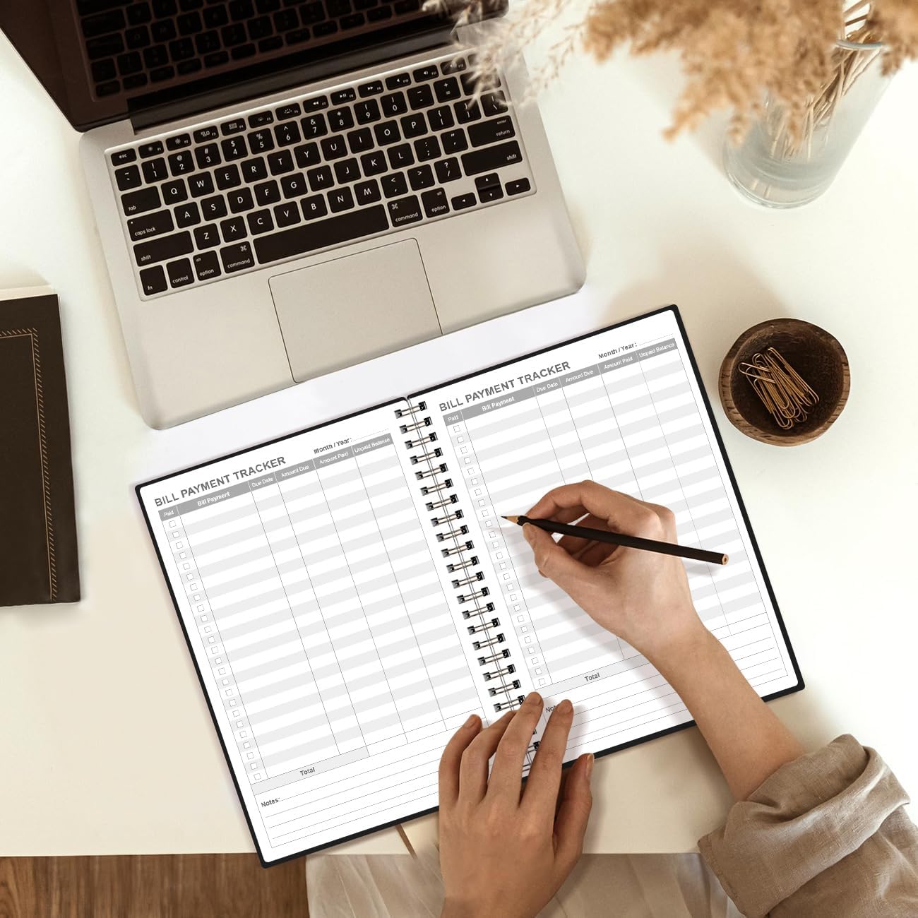 Bill Payment Tracker Notebook - Monthly Bill Organizer & Planner for Personal Budgeting Financial, Payments Checklist Organizer, 5.8" x 8.5", Black