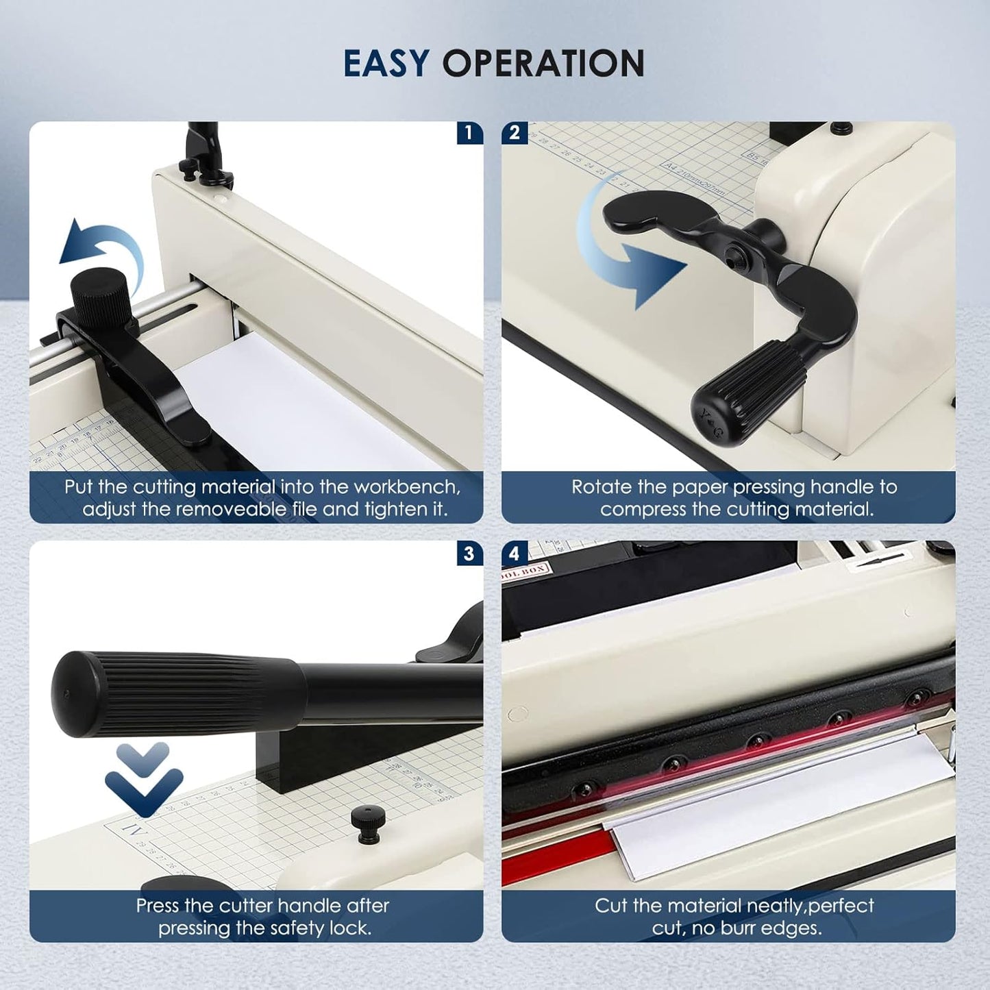 FAHKNS 17" Heavy Duty Guillotine Trimmer Paper Cutter,Cortadora de Papel 500 Sheets Paper Trimmer with Double Safety Protection Durable HSS Blade for Cutting Paper