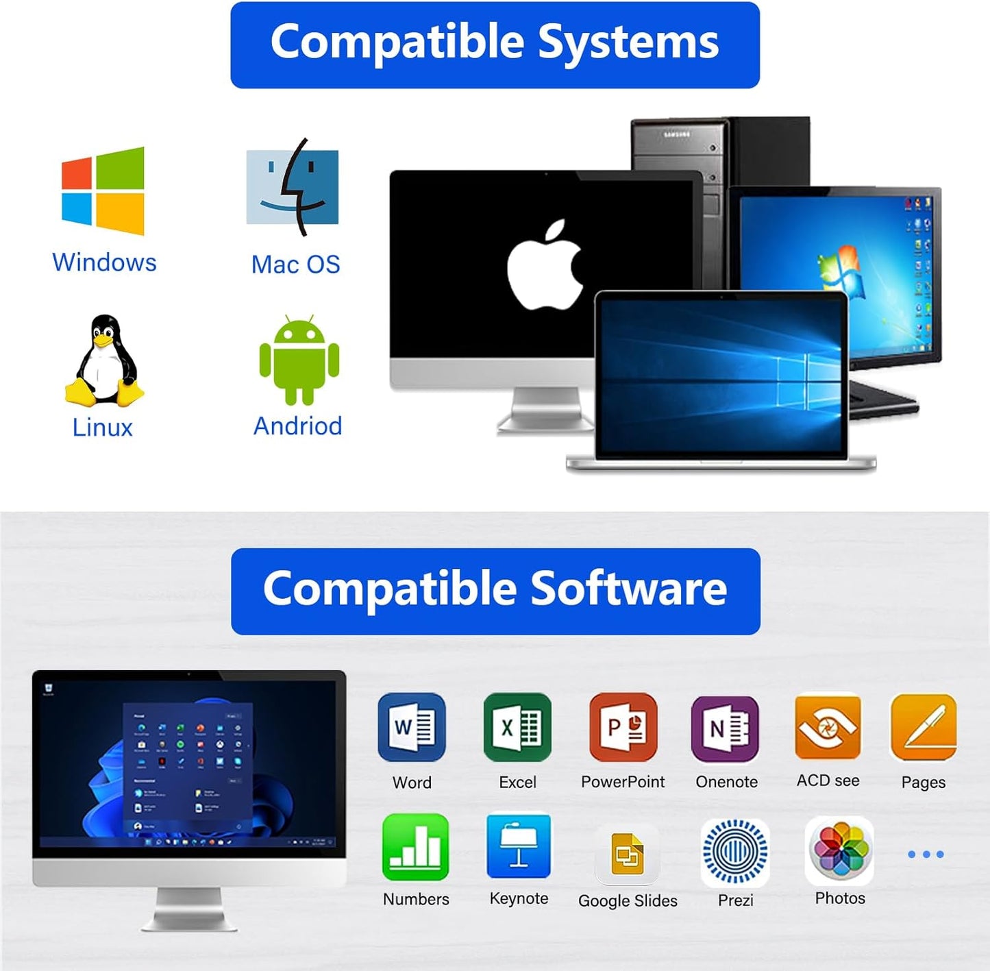 2-in-1 USB Type C Presentation Clicker Wireless Presenter Remote Clicker, Rechargeable Clicker for Powerpoint Presentations, Google Slide Advancer Slideshow Presnetation Clicker (Aluminium Alloy)