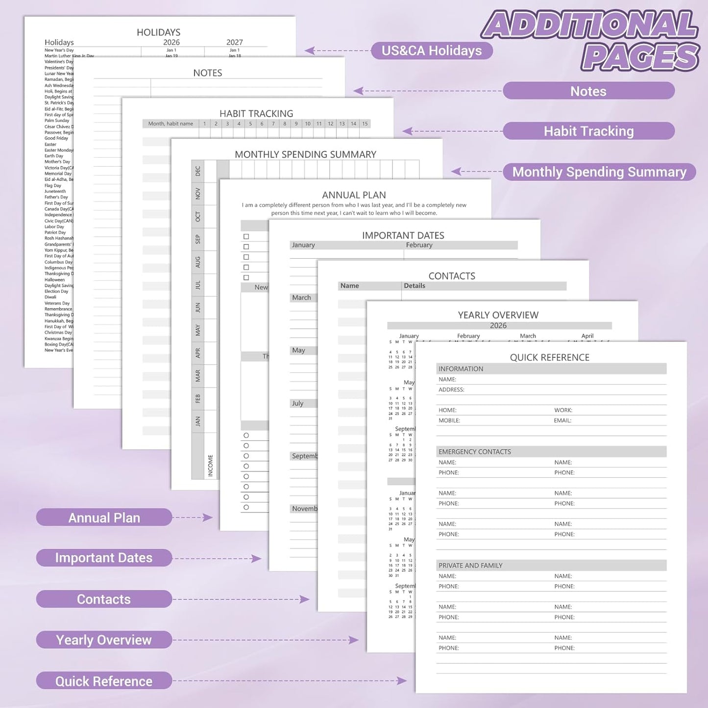 Academic Planner 2026 (8.5" x 11") - Weekly & Monthly Planner (Jan. 2026 - Dec. 2026), Column View Calendar Organizers, Hardcover Agenda Book with Tabs for Office & School, Purple