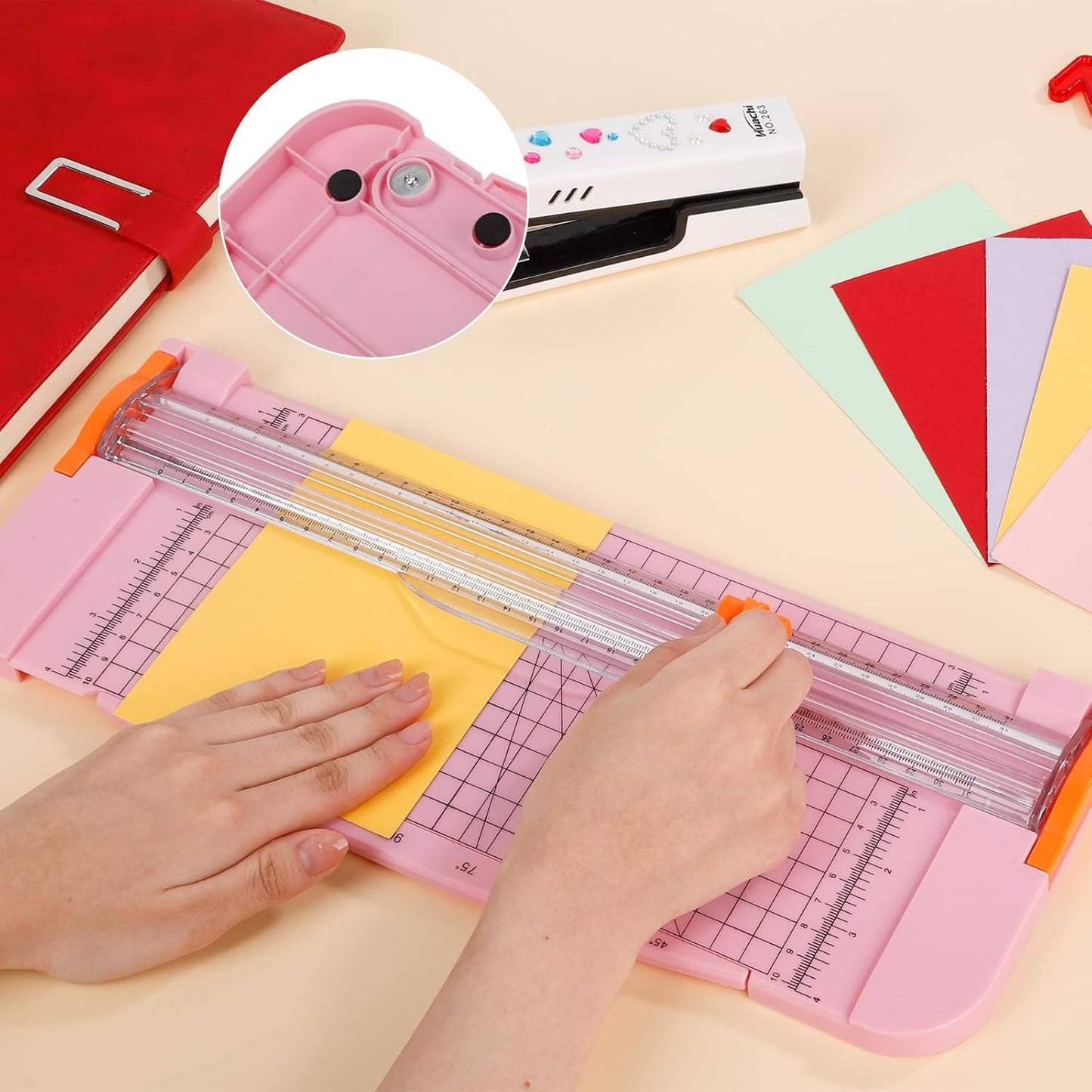 A4 Paper Cutter -12 Inch Paper Trimmer with 2pcs Replacement Blades with Safeguard Side Rulerfor Cut Gift Card,Coupon,Label, Cardstock,Photo