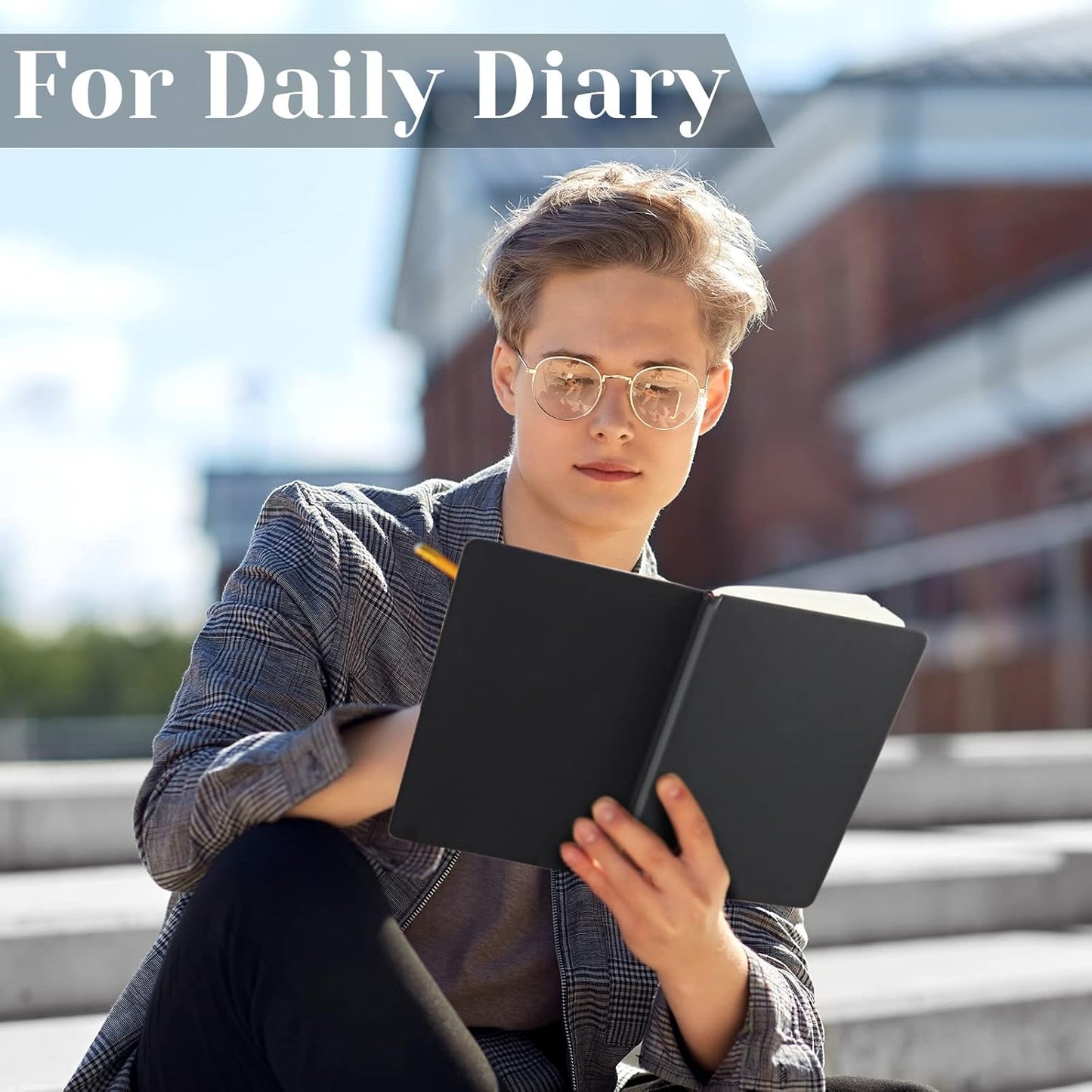 Laumoi 14 Pack Lined Journal Notebooks 5.5 x 8.2 Inch A5 Hardcover Notebook College Ruled Notepad with Pen Holder PU Leather Ruled Lined Journals for School Business Work Writing(Black)