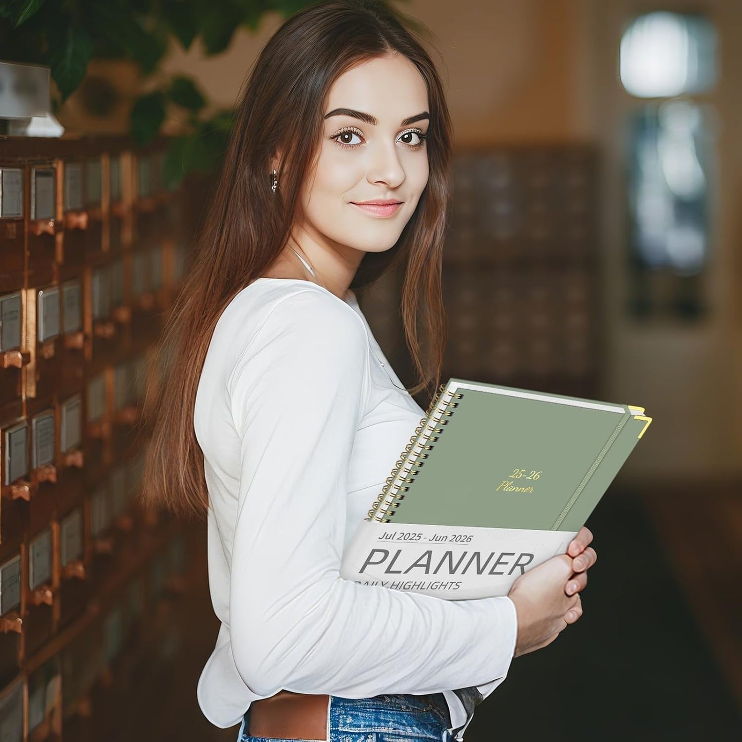 Academic Planner 2025-2026 (8.5" x 11") - Weekly & Monthly Planner (Jul. 2025 - Jun. 2026), Column View Calendar Organizers, Hardcover Agenda Book with Tabs for Office & School, Green