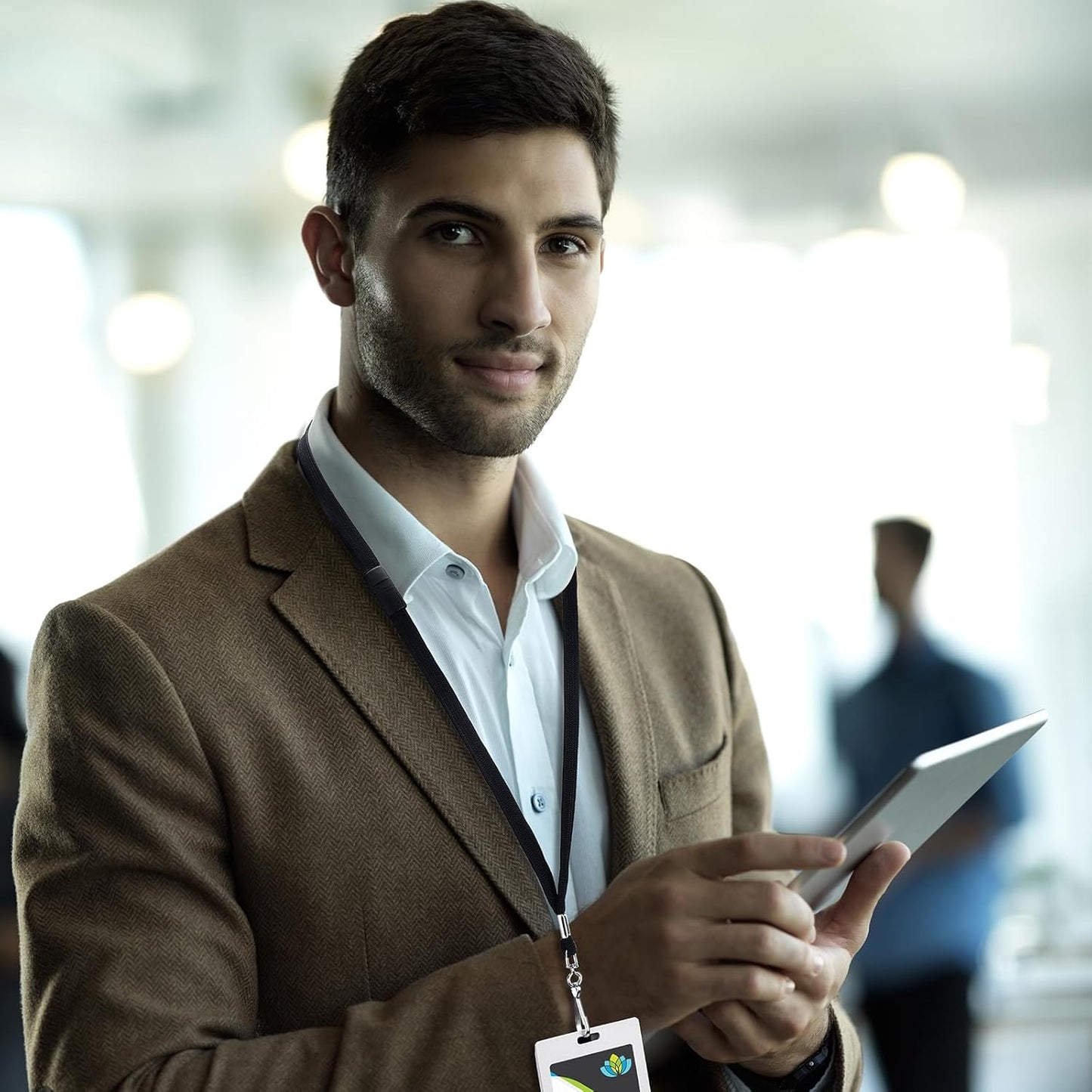 Honoson Badge Lanyard with J-hook Bulk Safety Flat Lanyards 19.5 Inches Black Soft Woven Neck Lanyards for ID Badges Name Tag