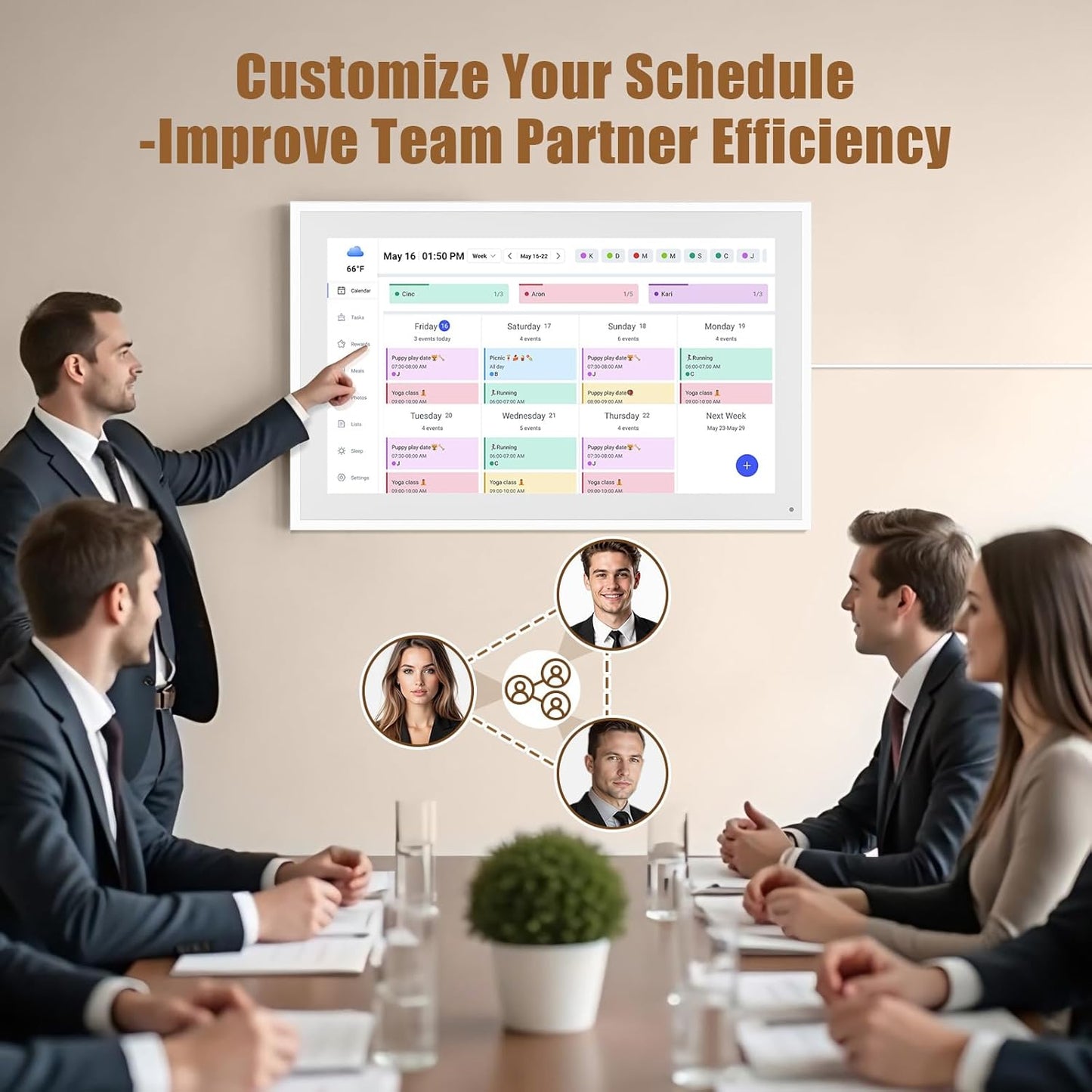 Smart Digital Calendar: 21.5-Inch Electronic Wall Calendars & Chore Chart, Full HD Interactive Touchscreen Display for Family Schedules Planner,Seamless Scheduling/Organizing-Wall/Desk Mountable