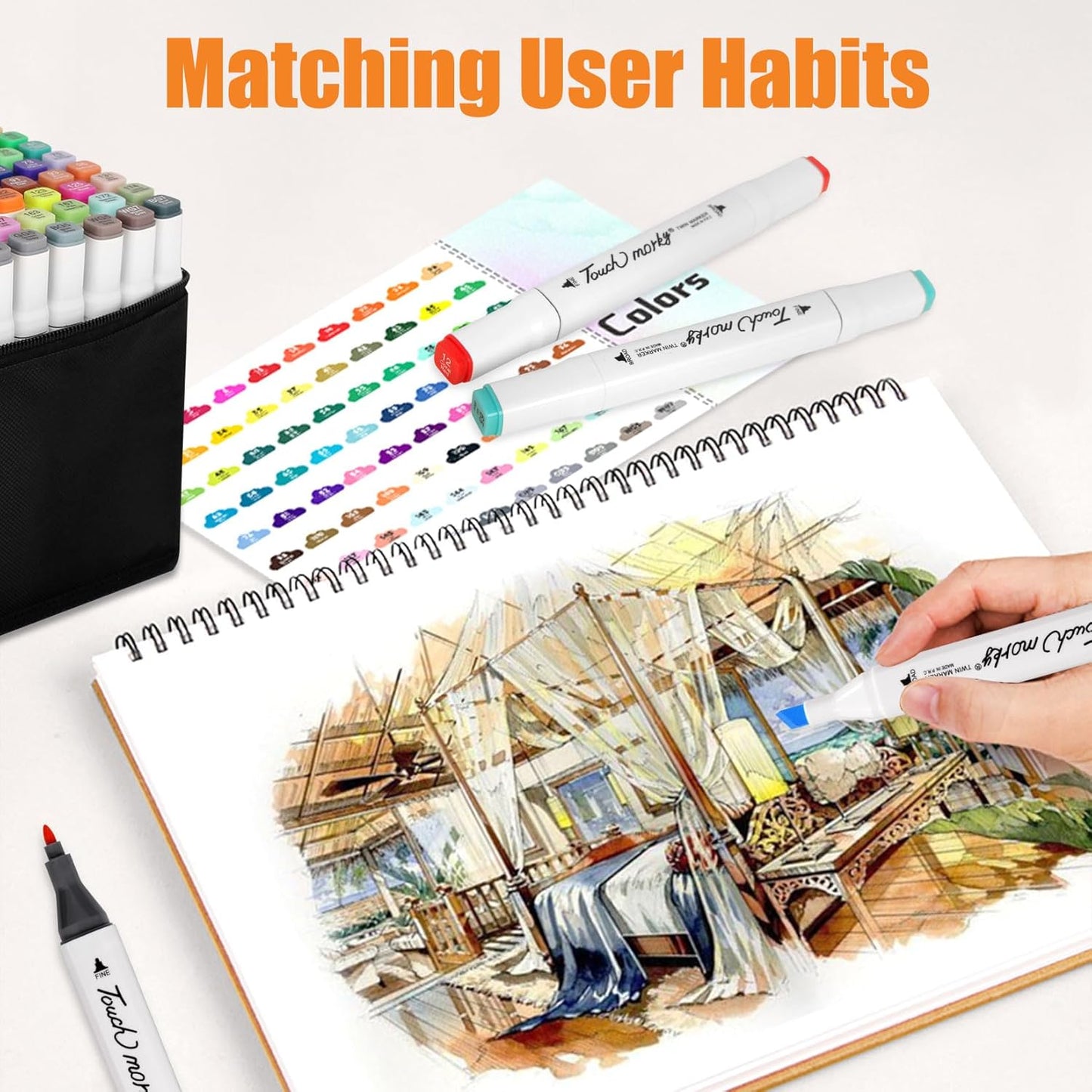 120 Colors Alcohol Markers with Free App, Chisel & Fine Tip Alcohol-Based Marker Set for Adults Kids, Dual Tip Artist Markers for Drawing, Coloring Illustration, Painting and Great Gift Idea