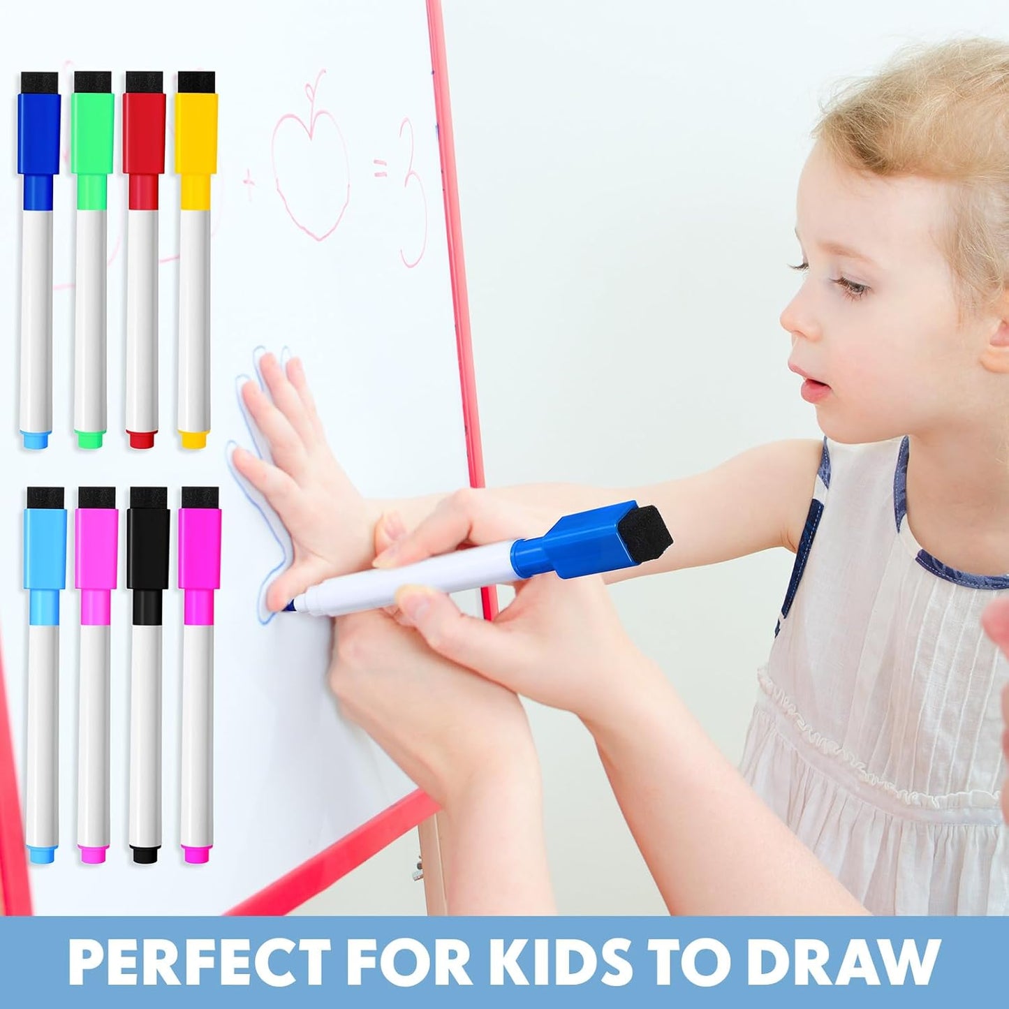 Kosiz 320 Pcs Magnetic Dry Erase Markers, Multicolor Marking Pens with Fine Point Tip, Erasable Caps, Ideal for Whiteboard Dry Erase Boards School Office Home