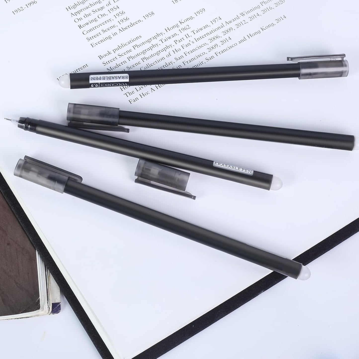 Volcanics Erasable-Gel-Pens Black, 30 Pack Fine Point 0.5 mm, Mistakes Dispear Smudge Free Perfect for School, Office, and Home Use
