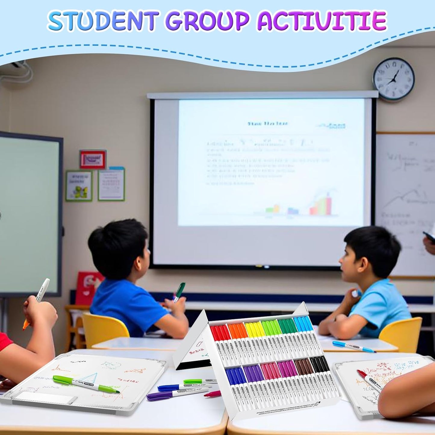 SFAIH Dry Erase Markers Fine Tip 12 Colors, 144 Pack (12 Dozen) - Pre-Sorted in 12-Compartment Tray | Bulk Classroom Organization | Low Odor Whiteboard Markers| 5 Sizes:12/24/48/72/144 Packs