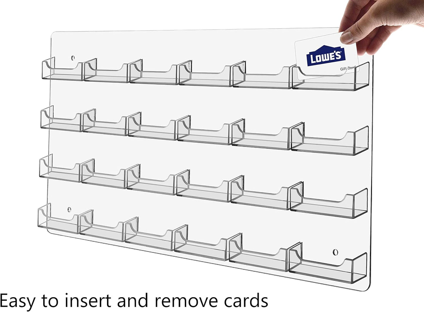 Displays2go Business Card Holder, 24 Pockets, Wall Mount, 0.75-Inch Deep Pockets (Clear Acrylic)