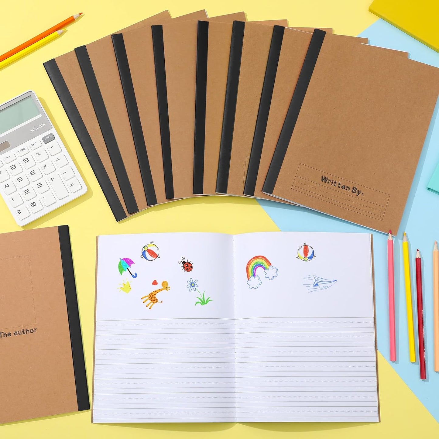 Henoyso 20 Pcs Primary Composition Notebook 9 3/4 x 7 1/2 Inch Kids Journal, Back to School Supplies, K-2 Primary Writing Notebook for Kids Student Draw and Write Story Journal (Black Color)