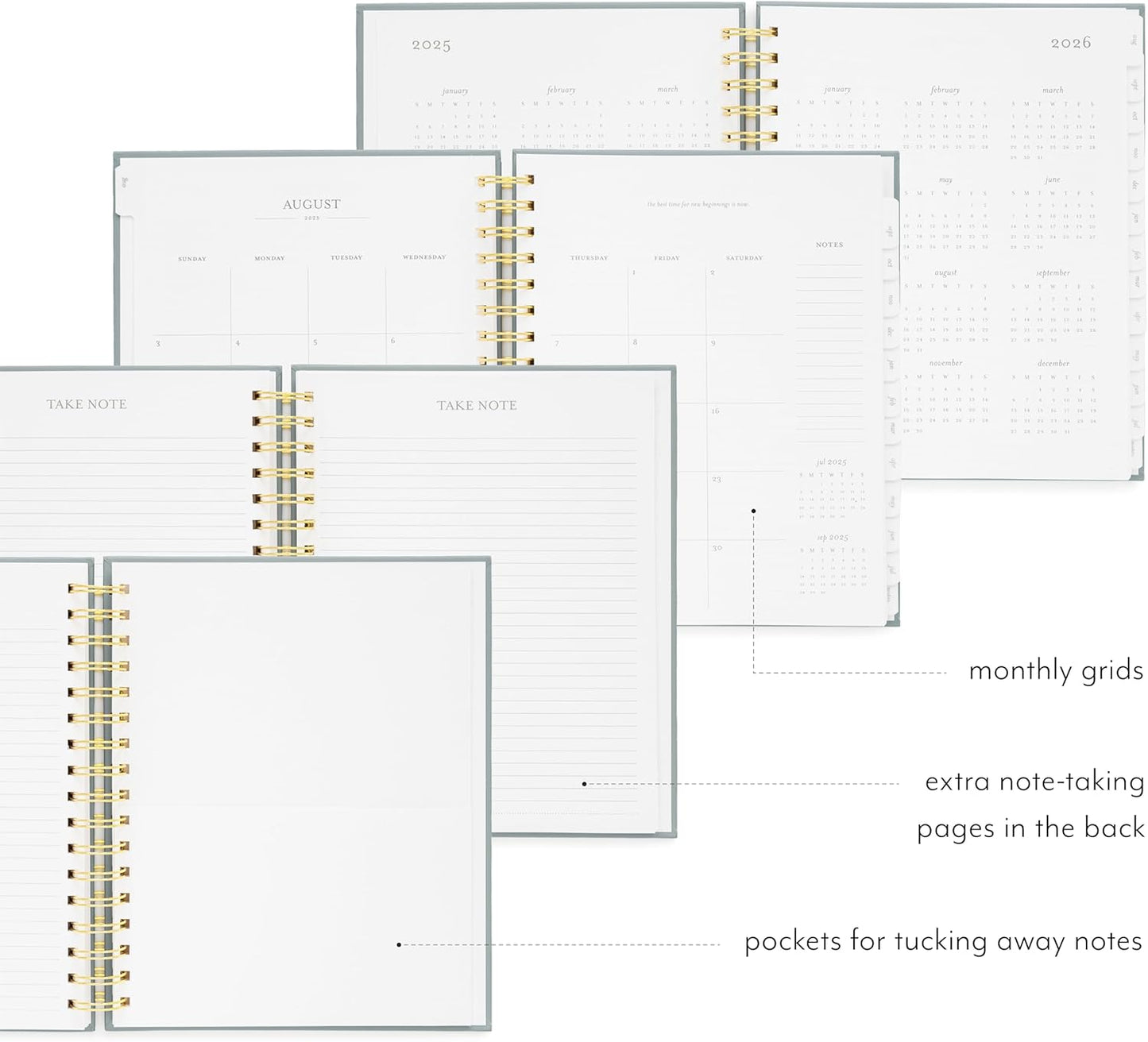 Sugar Paper 2025-2026 Signature Spiral Academic Planner, Weekly and Monthly, August 2025 to July 2026, School, College & Student Planner, 12 Month, 7.5" x 9.25", Dusty Blue