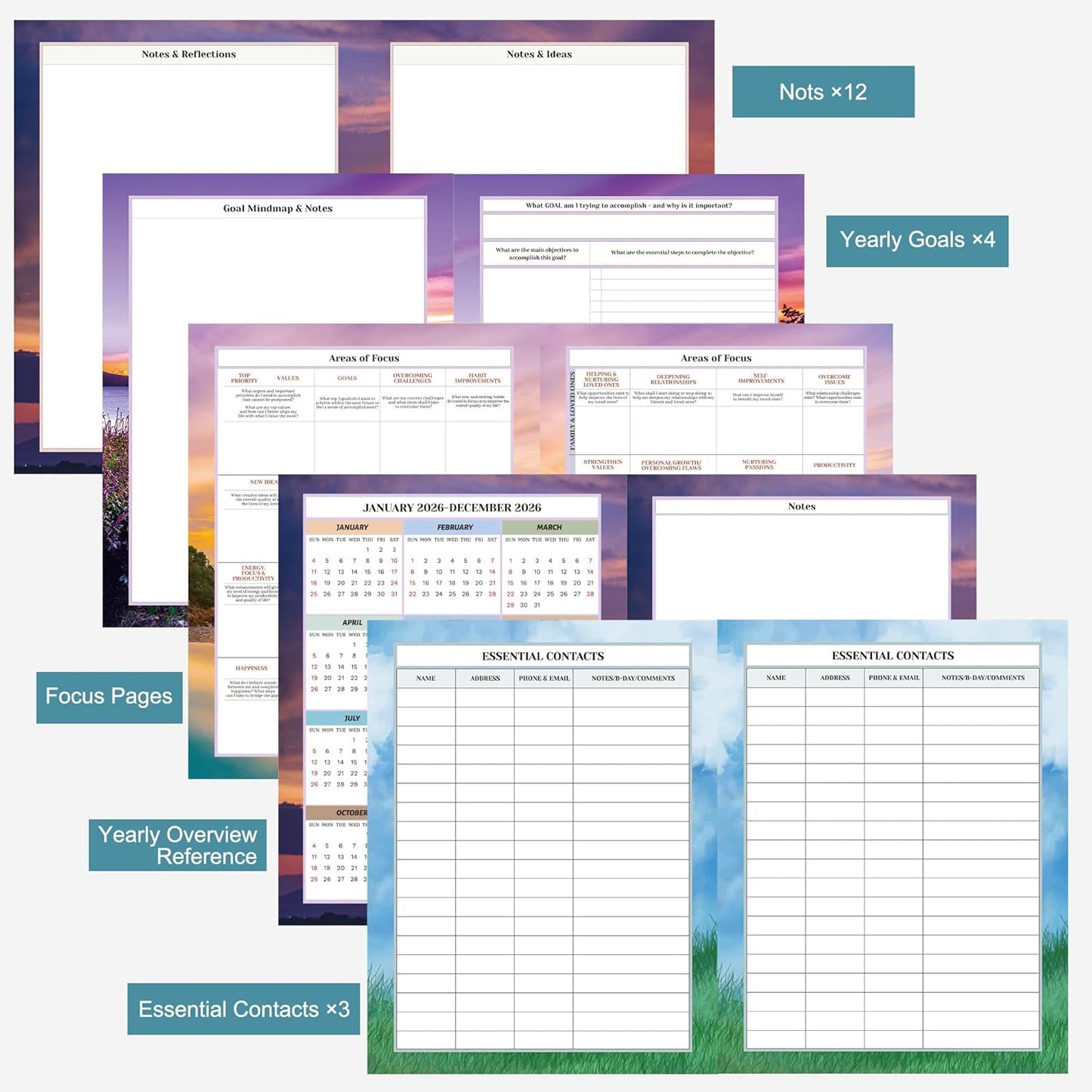 CAGIE Planner 2026 Monthly (Jan. 26-Dec. 26), 12 Month Academic Planner 8.5"x11", Large Daily Planner with Hourly Timeslot, Monthly Tab, Spiral Binding, Bookmark