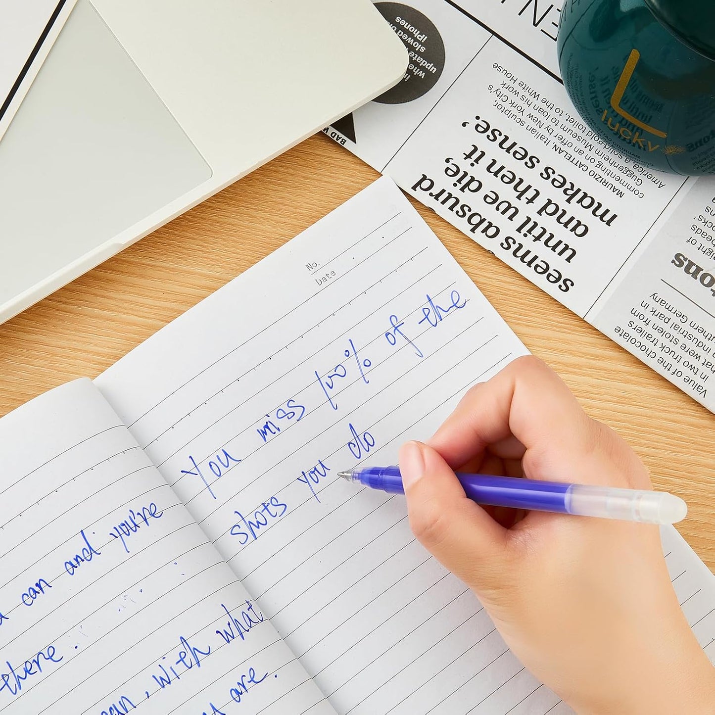 Volcanics Erasable Gel Pens Blue Ink 20 Pack Erasable Gel Ink Pens with Caps, Smooth Writing, Erasable Pens for School, Office, Drawing, Journaling