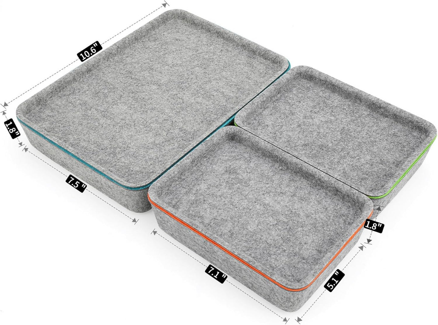 Welaxy stackable Lidded drawer organizer bins home office work desktop storage box with lid for junk makeup stationery decluttering sorting 3-pack (Orange + Green + Turquoise)