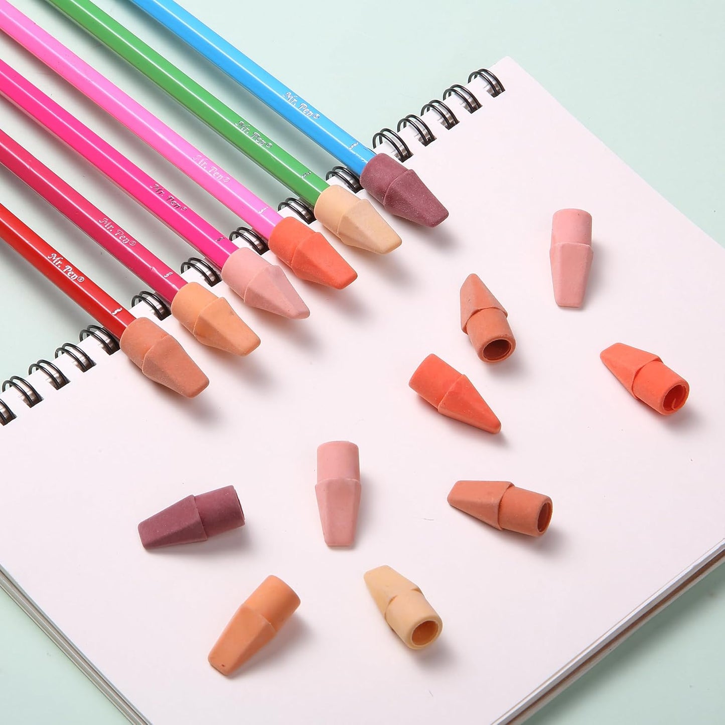 Mr. Pen- Pencil Top Erasers, 120 Pack, 6 Different Sunset Orange Colors, Latex-Free & No Smudge Pencil Eraser Tops
