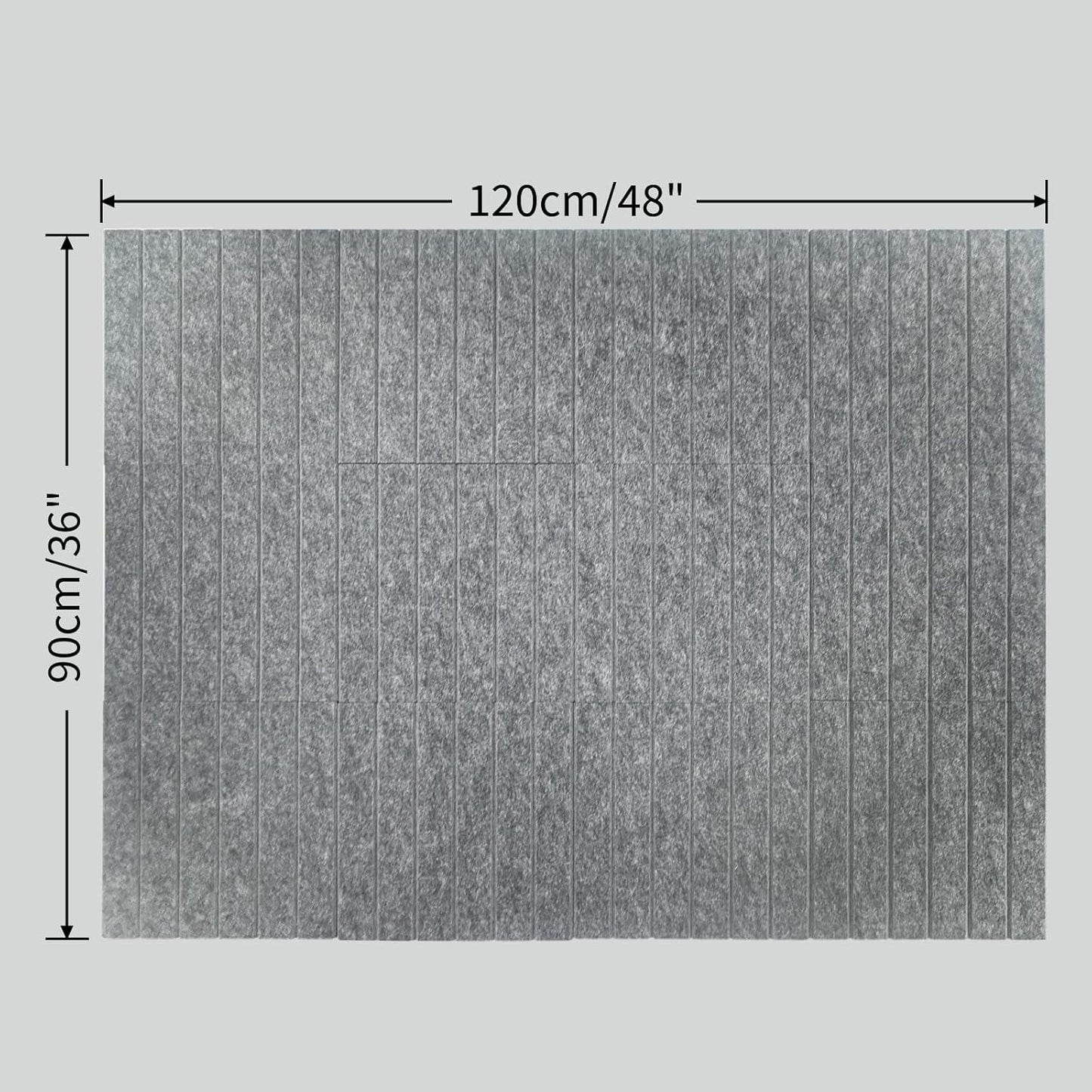 12 Pack Large Cork Board for Walls, Slat Wall Paneling, 48" X 36" Felt Bulletin Board Tiles with Safe Removable Adhesive Tabs & Push Pins, Pin Board Cork Board Wall Organizer for Office - Dark Grey