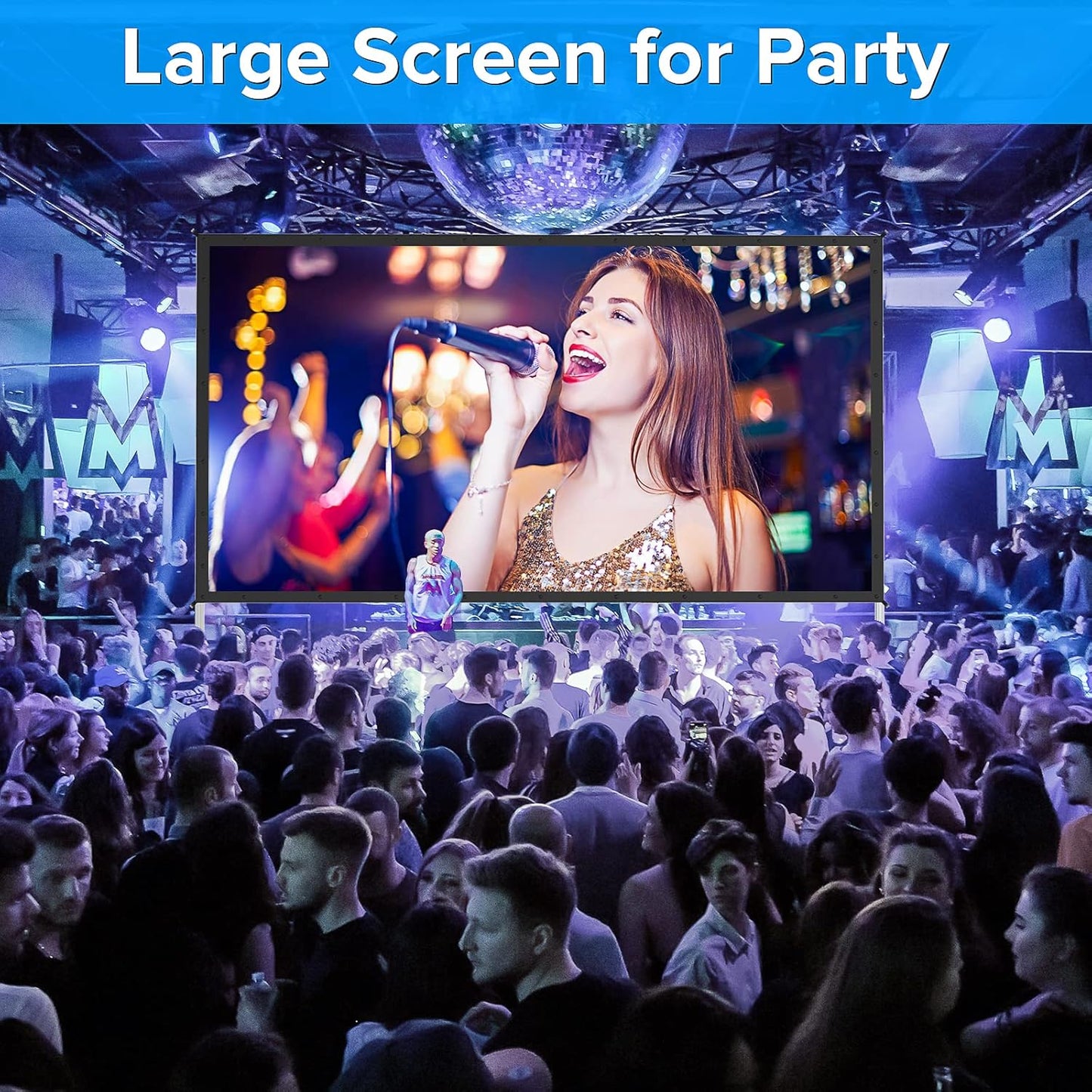 180 inch Projector Screen with Stand,Upgraded 3 Layers PVC 16:9 Large Outdoor Projector Screen,Portable Outdoor Movie Screen with Carrying Bag for Large Commercial Performance