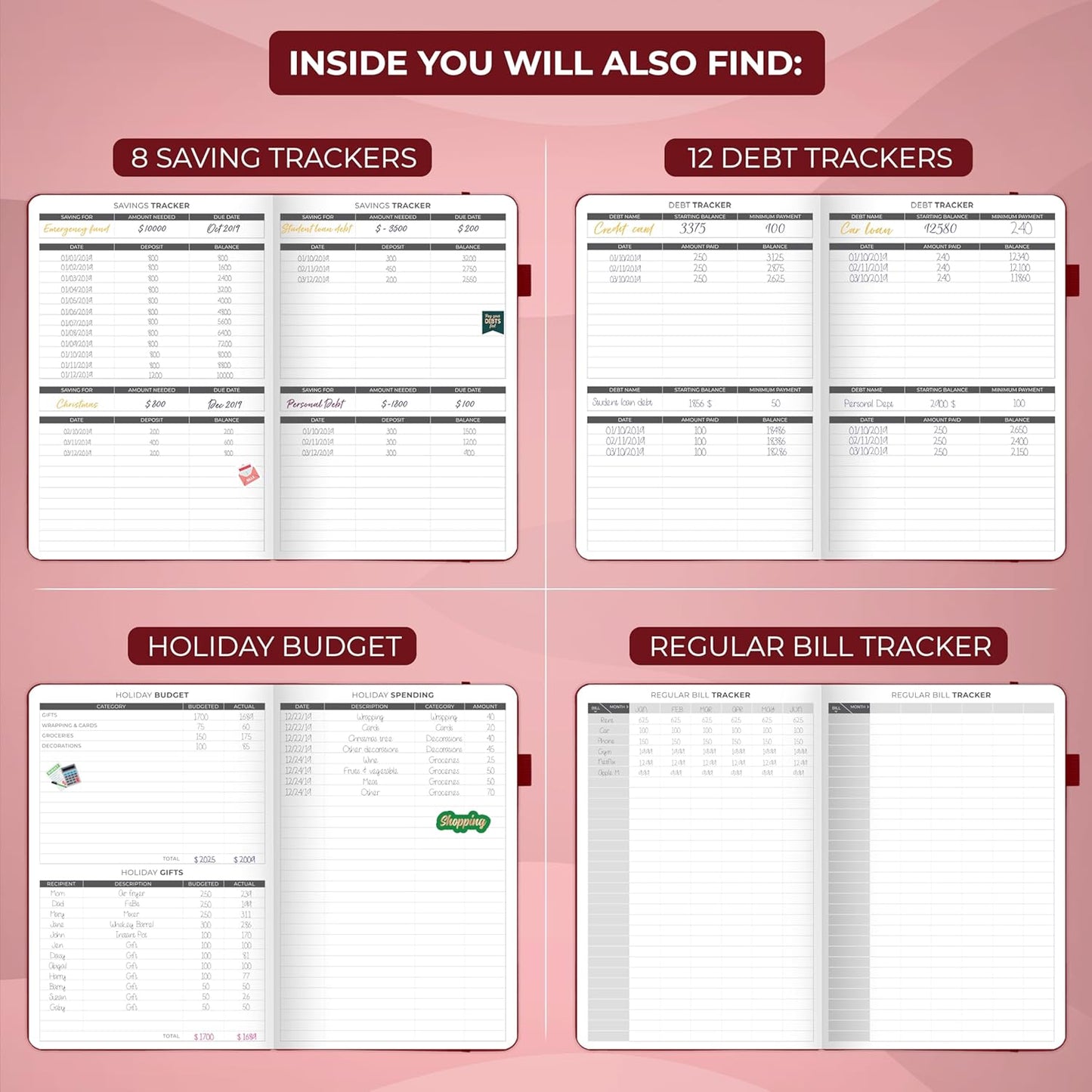 Clever Fox Budget Planner - Expense Tracker Notebook. Monthly Budgeting Organizer, Finance Logbook & Accounts Book, Bill Tracker, A5 (Wine Red)