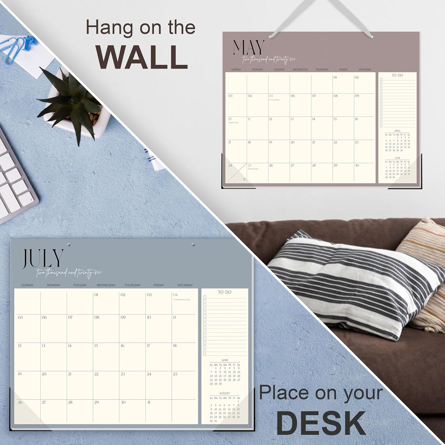 Guasslee Desk Calendar 2025-2026, Desk Top Calendar 2026, 19-Month School Year Desk/Wall Calendar, Sep. 2025-Mar. 2027, 14" X 11" Monthly Planner With Thick Paper For Office Home School Organizing