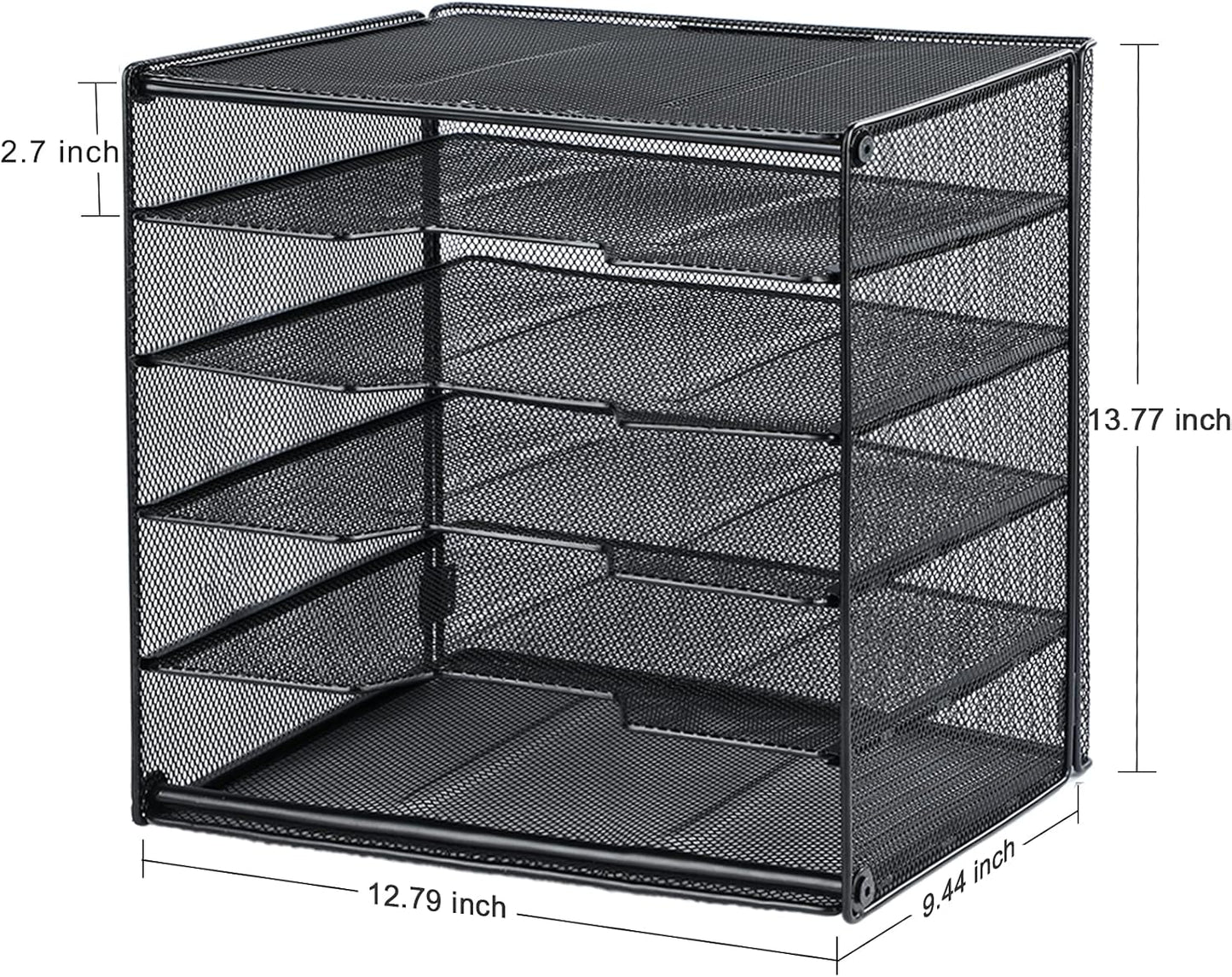 Samstar Letter Tray Paper Organizer, Mesh Desk File Organizer with 5 Tier Shelves and Sorter, Black