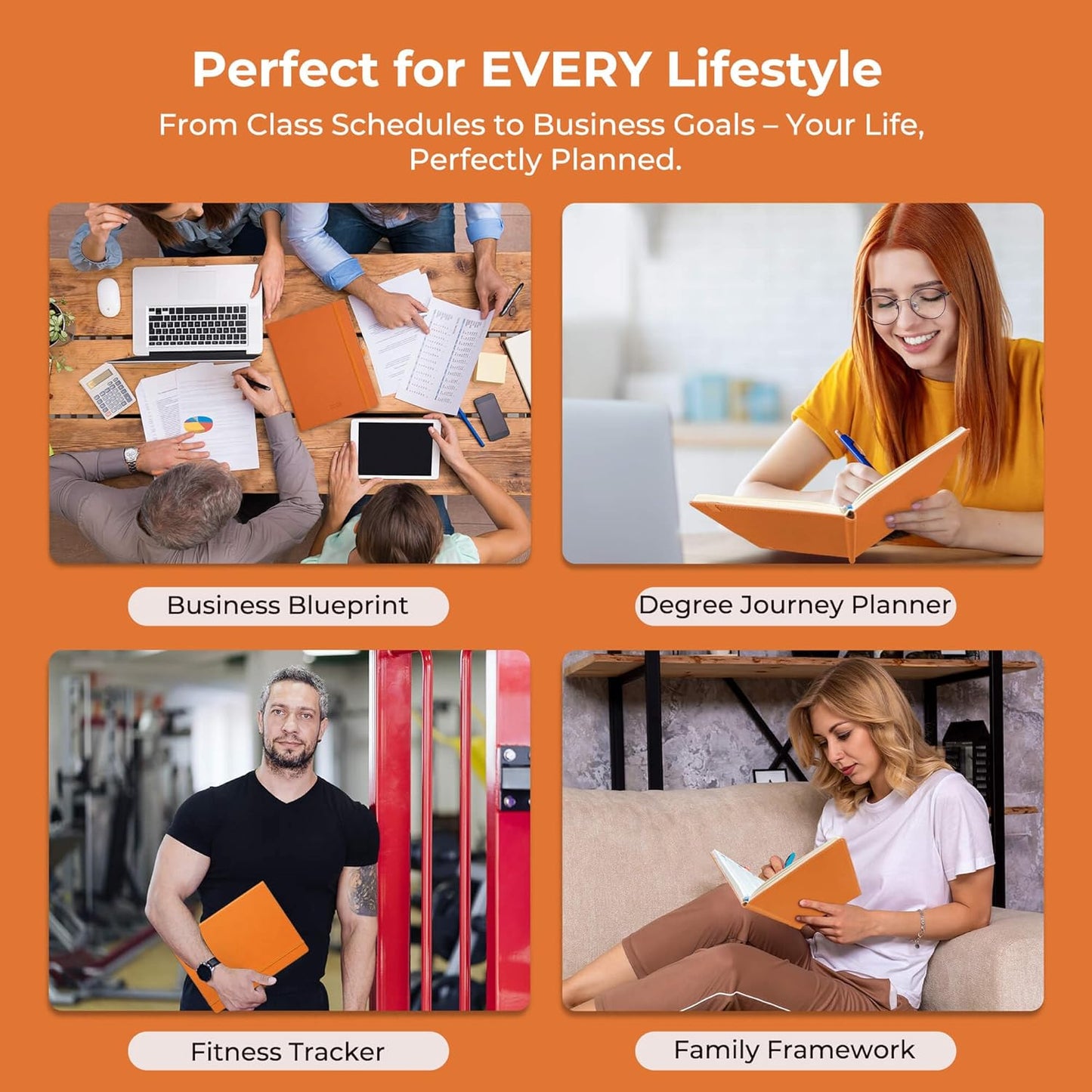 Weekly Monthly 2026 Planner (Jan.26-Dec.26),11.5"x8.5",12 Months Agenda Plan with Month Tabs & Pocket,Expenses/Note Pages, Appointment Book Calendar with Hardcover Vegan Leather Cover,Orange