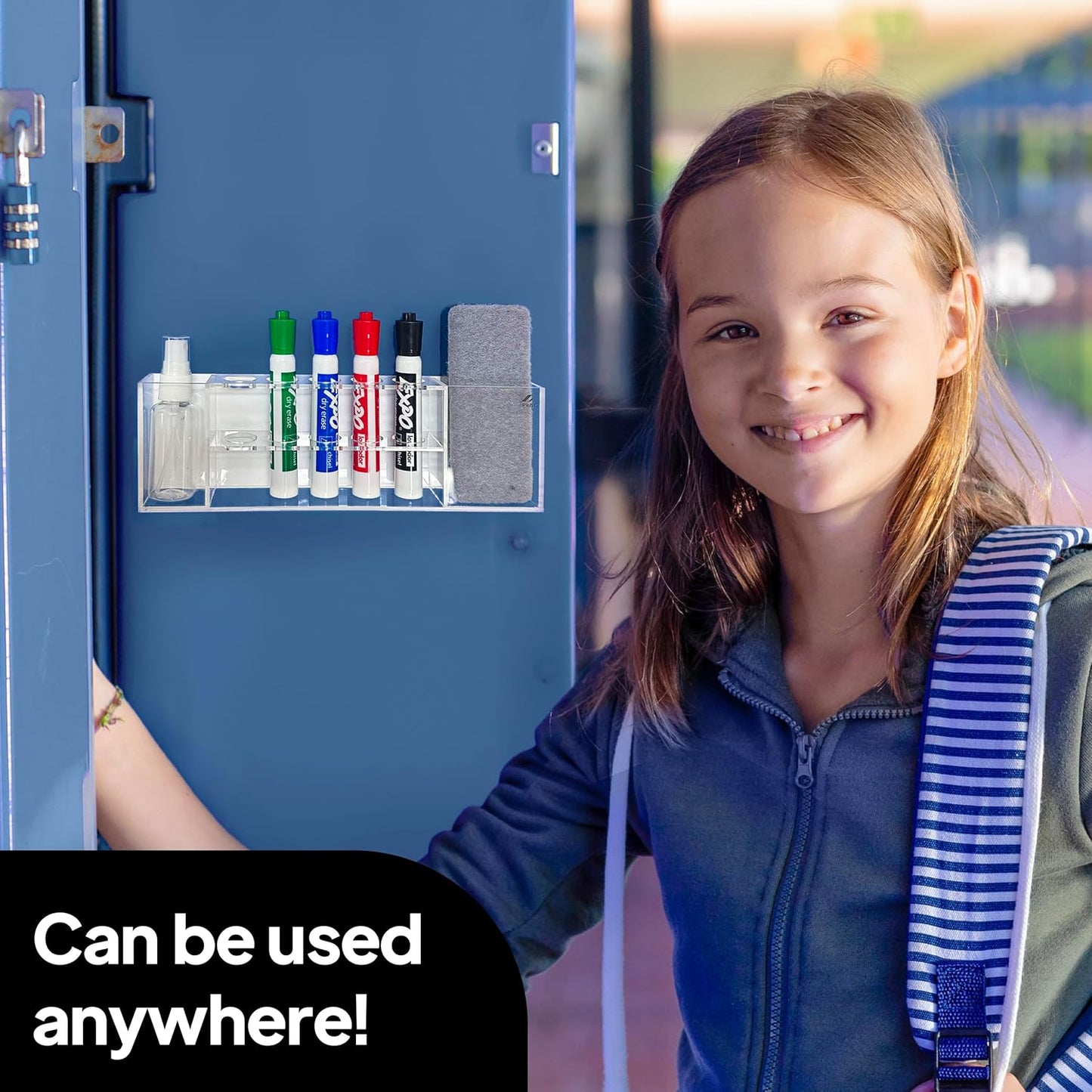 Slim Magnetic Dry Erase Marker Holder for Whiteboard, Space Saving Pen Organizer with Glass and Wall Mount Accessories for Fridge, Office, and School. Markers, Eraser, Cleaner Not Included (Clear)