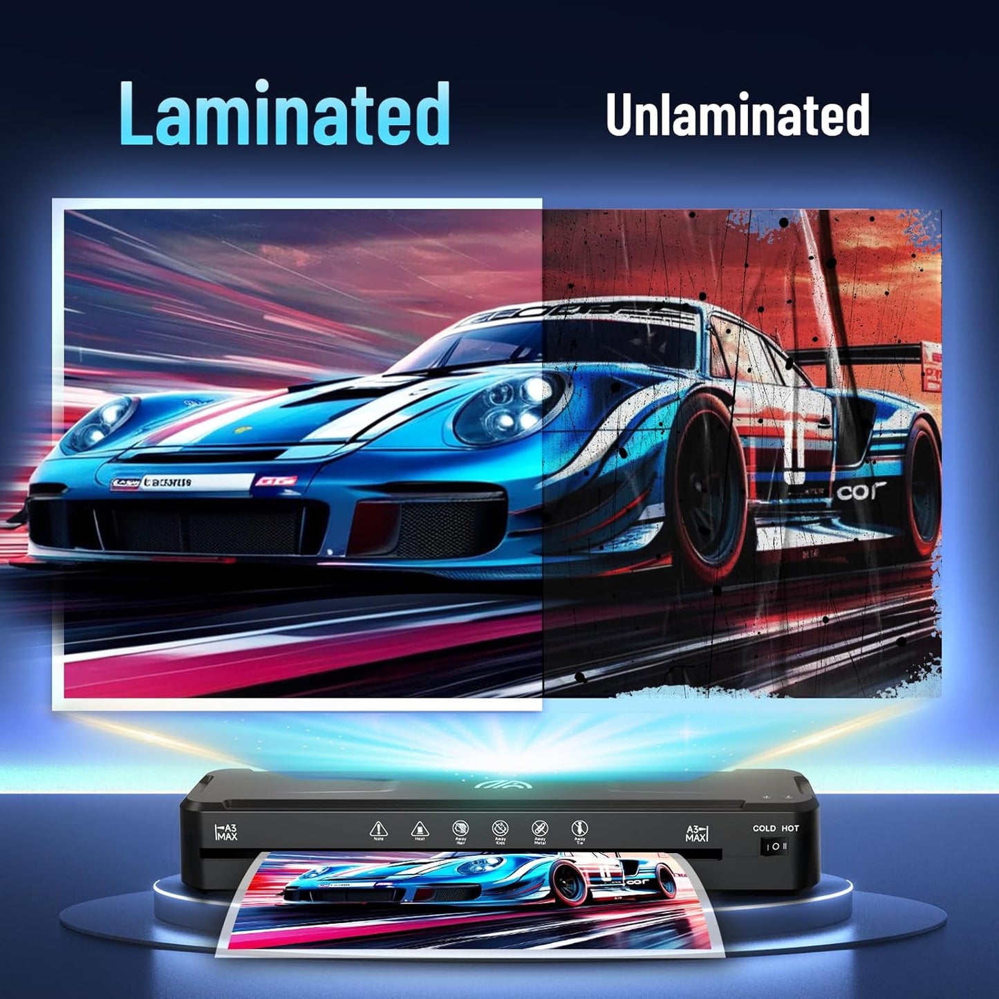 13 Inch Laminator Machine with 50 Laminating Sheets, Fast Warm-Up No Jam A3 Laminator, 11x17 Cold & Thermal Laminating Machine for Home School Office