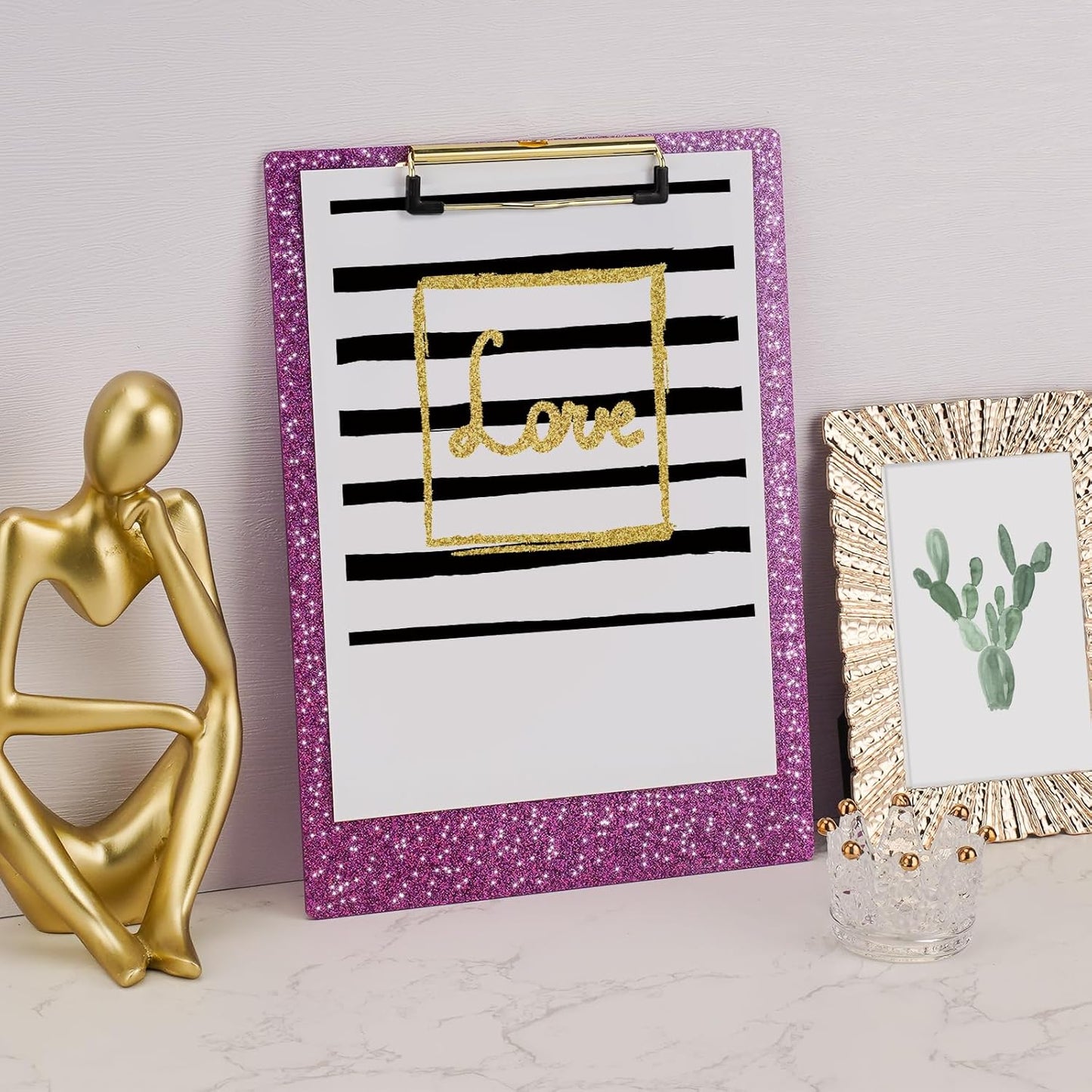 Hongri Plastic Acrylic Glitter Clipboard, 8.5x11" Stardard Letter A4 Size Clipboards for Classroom, Taecher, Women.Cute Confetti Clip Board, Office Supplies, School Supplies.