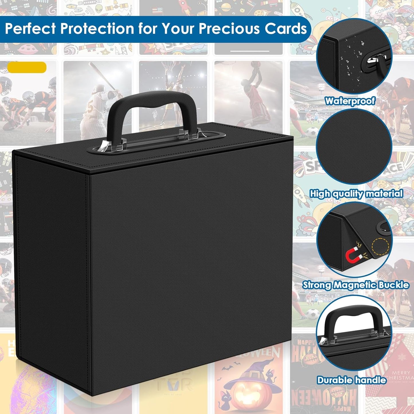 110+ Magnetic Card Holder Card Deck Case, Leather Magnetic Closure Commander Card Portable Storage Box Card Holders Fit for Baseball Cards, Sports Cards, MTG, Game Card Standard Cards