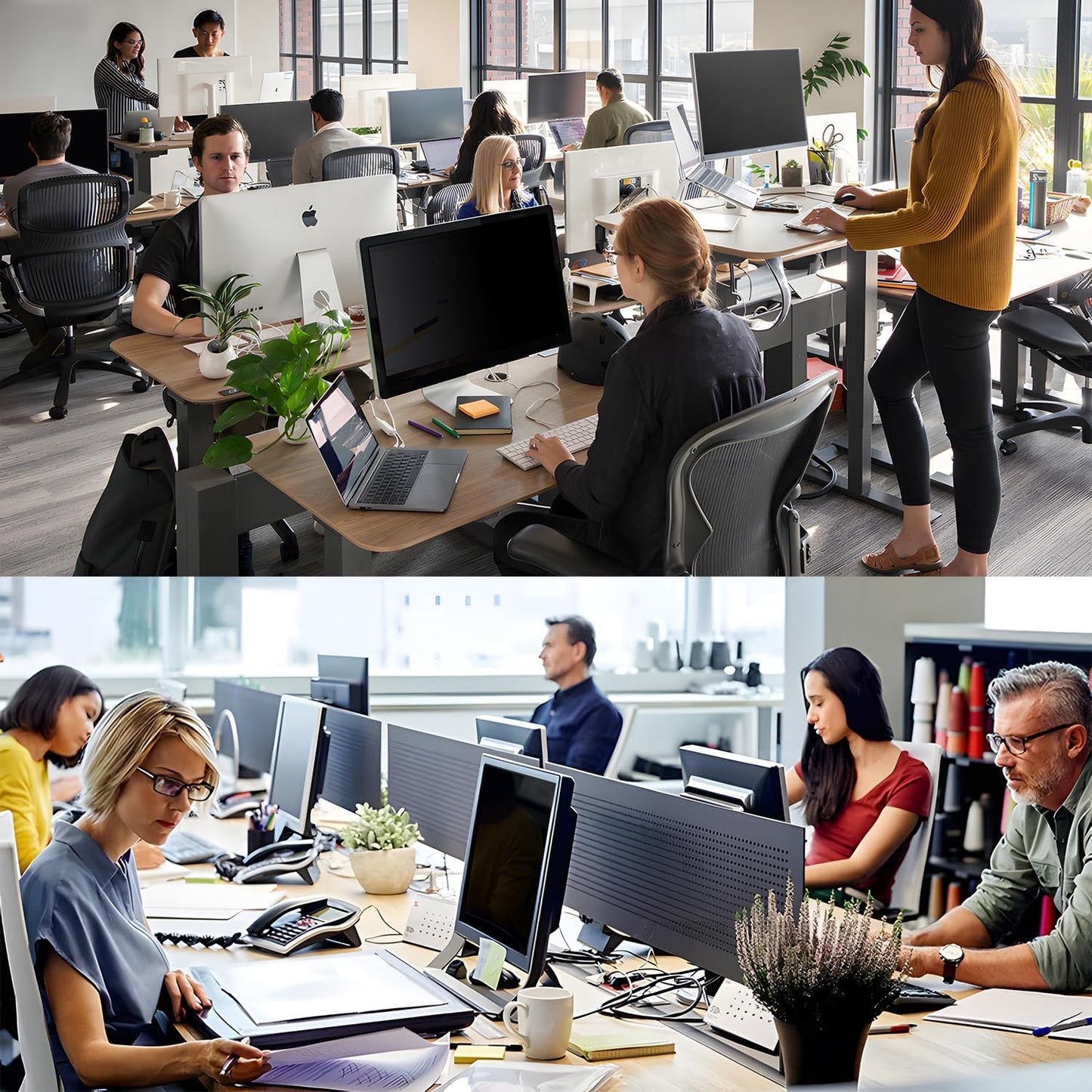 【2-Pack】24 Inch Computer Privacy Screen for 16:9 Monitors with Anti-Spy Anti-Glare Filter, Blue Light Blocking & Eye Protection, Removable Anti-Scratch HD Clarity Screen Protector