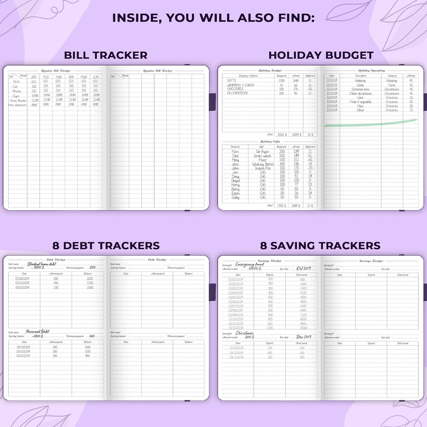 GoGirl Budget Planner – Monthly Financial Planner Organizer Budget Book. Expense Tracker Notebook Journal to Control Money, A5 (Purple)