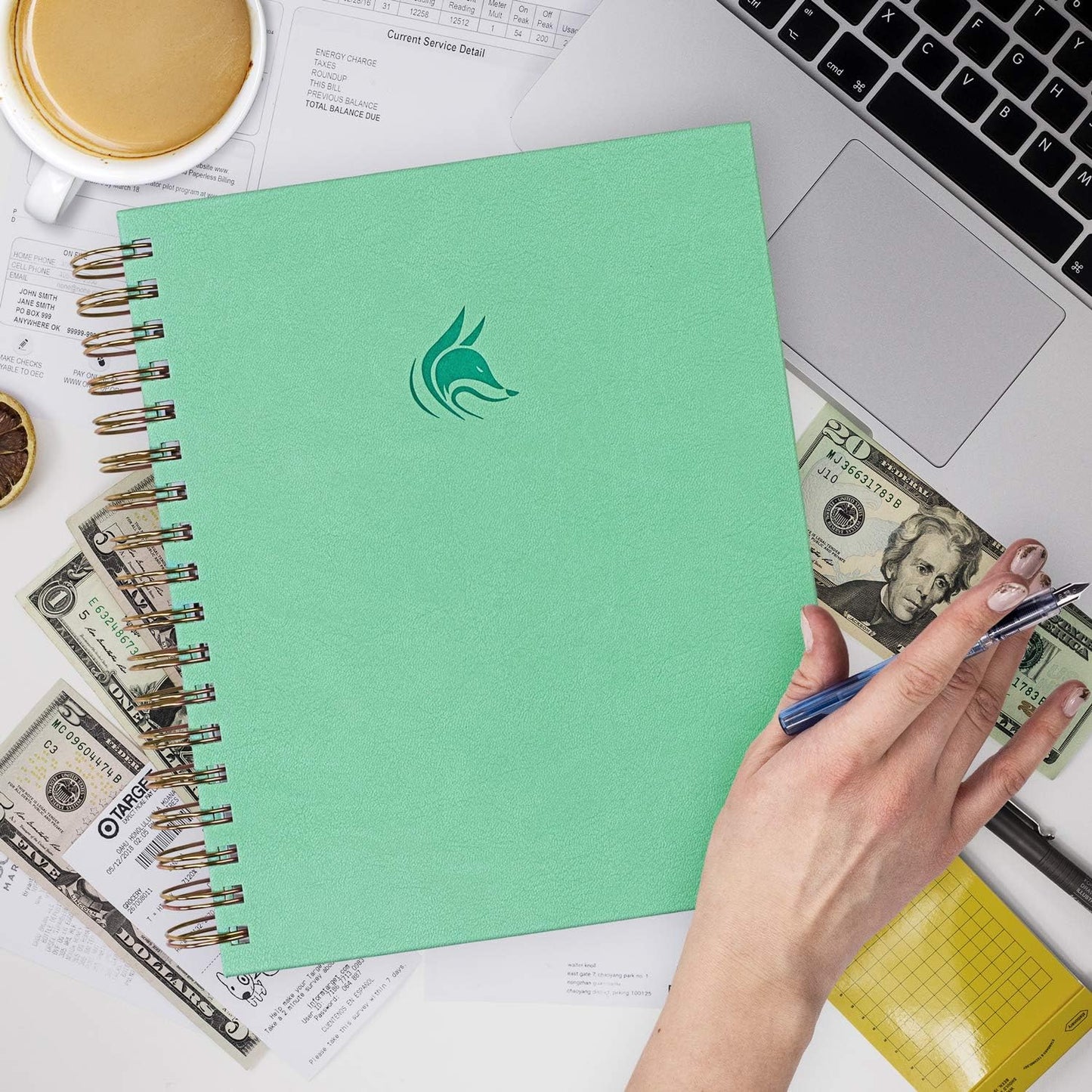 Clever Fox Budget Planner & Monthly Bill Organizer With Pockets. Expense Tracker, Budgeting Journal & Financial Book. Large, 8x9.5" (Mint Green)