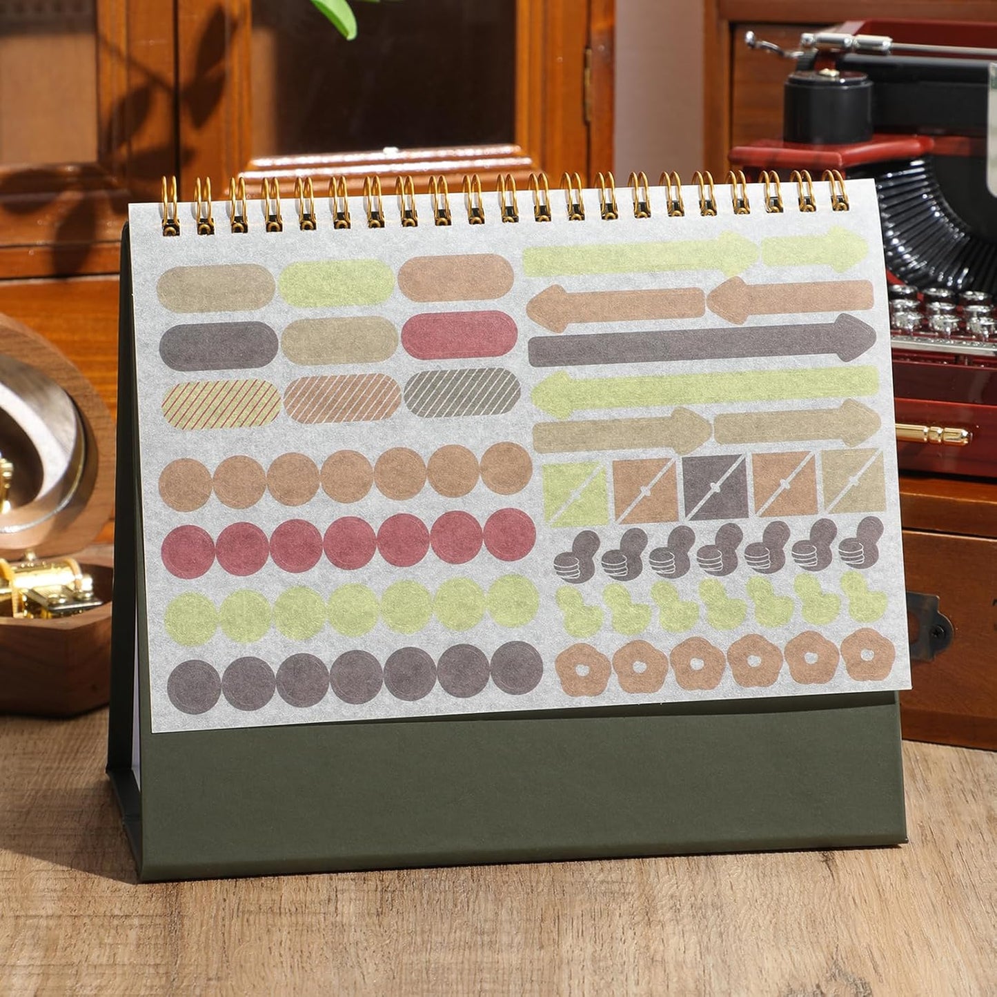 Small Desk Calendar 2025-2026, Standing Flip Desktop Calendar from July 2025 to Dec 2026 - Metal Ring Twin-Wire Binding Monthly Desktop Calendar for Home Office School (Green)