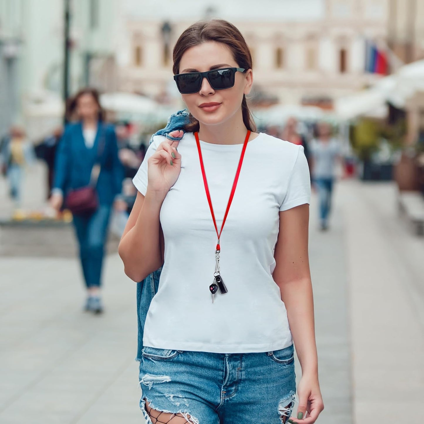 100-Pack Red Lanyards for ID Badges with Swivel J-Hooks - Versatile Neck Lanyard for Keys, Card Holders, Whistles, and More - Ideal for Offices, Teachers, Kids, and Cruise Ship Cards
