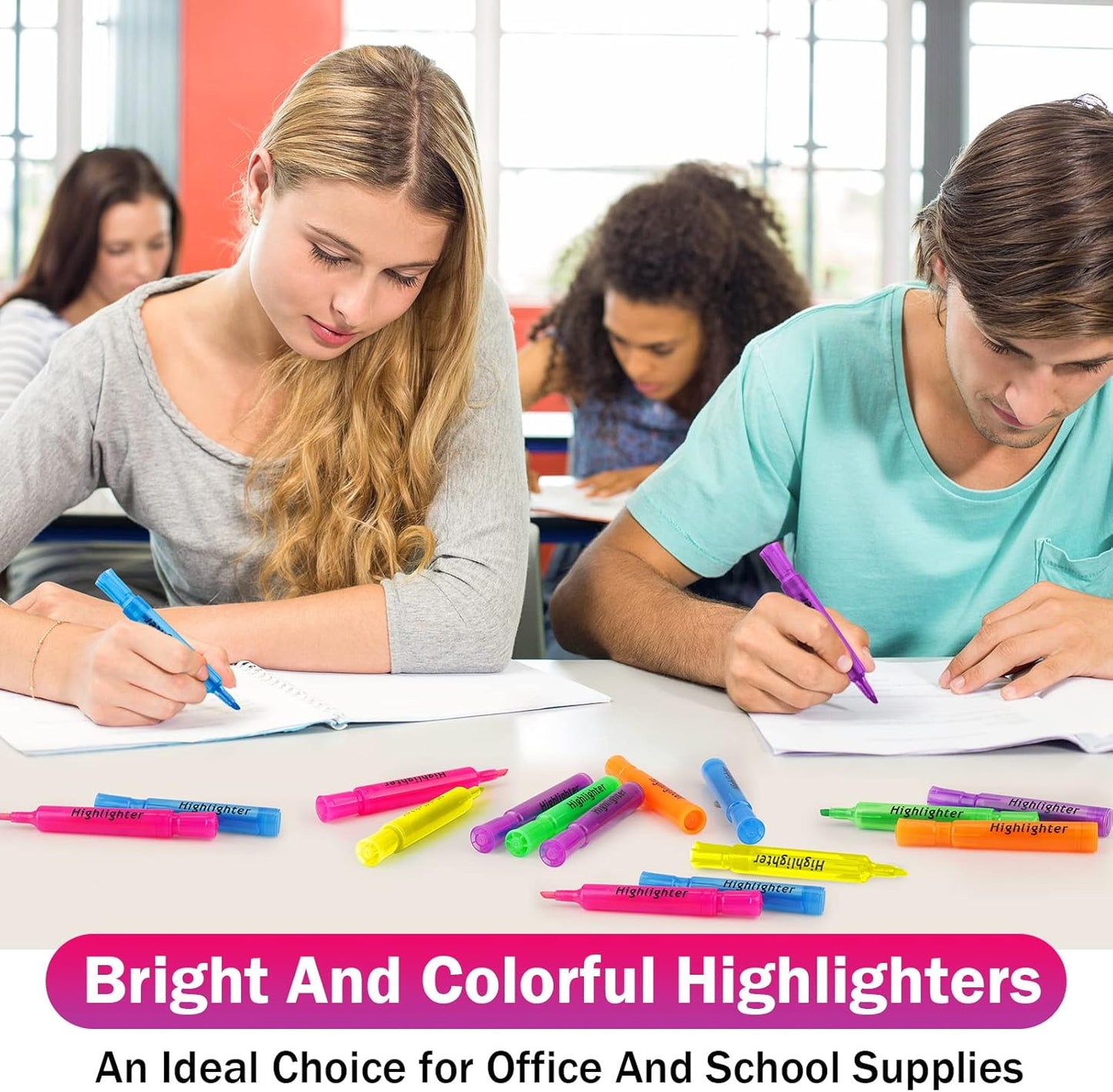 Teling 72 Pcs Highlighters Bulk Chisel Tip Tank Style Highlighters for School Classroom Assorted Color Fluorescent Pens for Office Shop