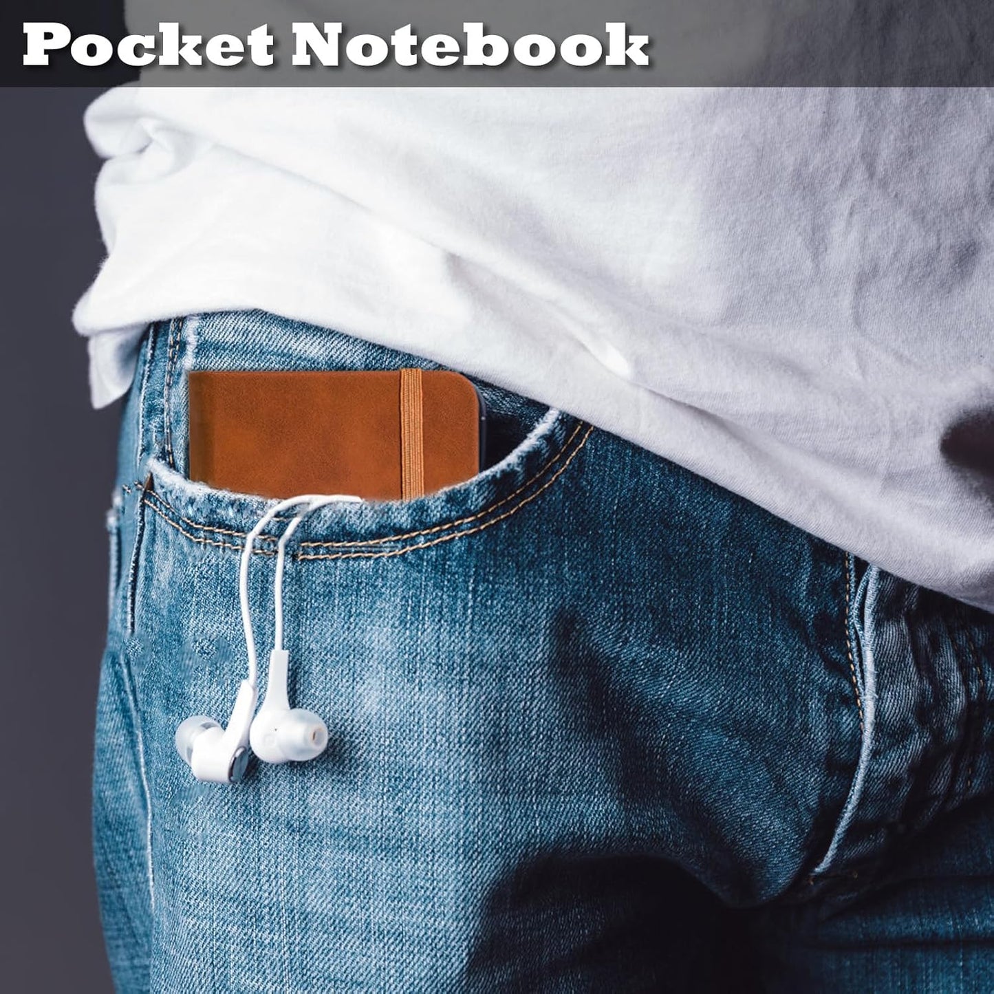 2 Pack Pocket Notebook Small Notebook, 3" x 4.4" Journal Notebook Hardcover with Thick Lined Paper, 200 Pages Leather Cover Mini Journal Notepad (Brown)