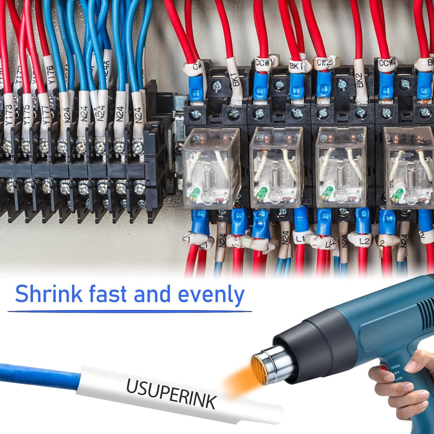 10PK Compatible for Ptouch HSe-251 HSe251 HS-251 HS251 Black on White 23.6mm 0.92'' Heat Shrink Tubing for Wire Cable for PT-P710BTPT-P750WPT-P750WVP Label Maker Tape