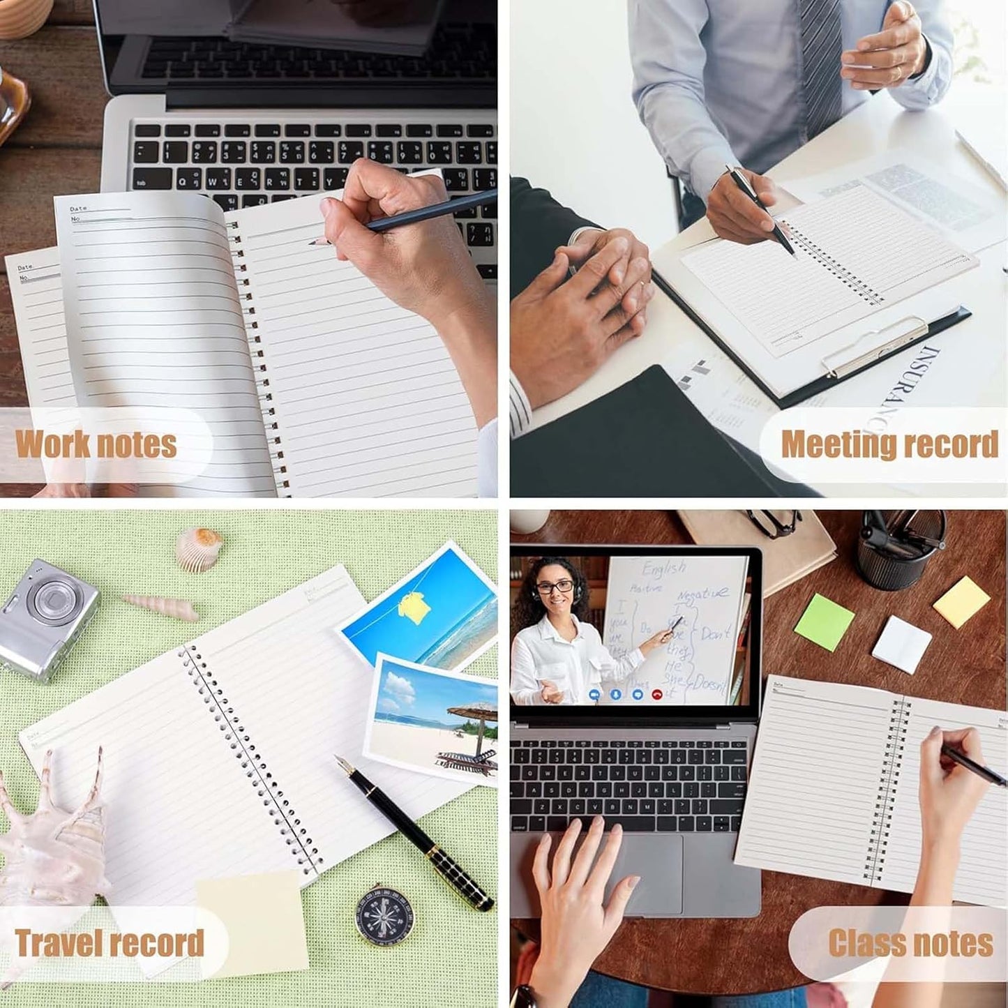 GINMLYDA 6Pack Small Spiral Notebook A5, 8.25x5.5” 120 Lined Pages Wide Ruled Spiral Journal Bulk Blank Kraft Cover Spiral Bound Notebook & Writing Pads for Home Office Meeting Work Note Taking