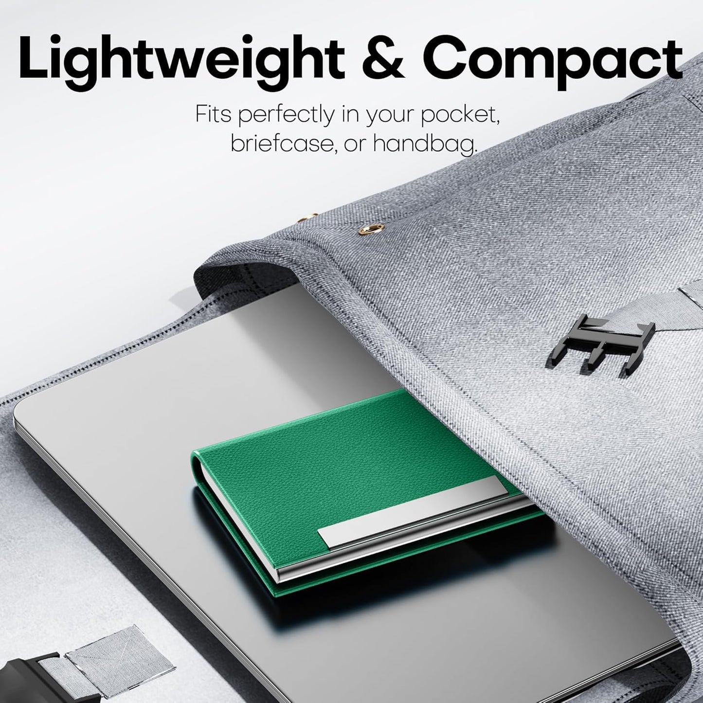 Padike Business Card Holder, Business Card Case Professional PU Leather & Stainless Steel Multi Card Case,Business Card Holder Wallet Credit Card ID Case/Holder for Men & Women. (U-Green)