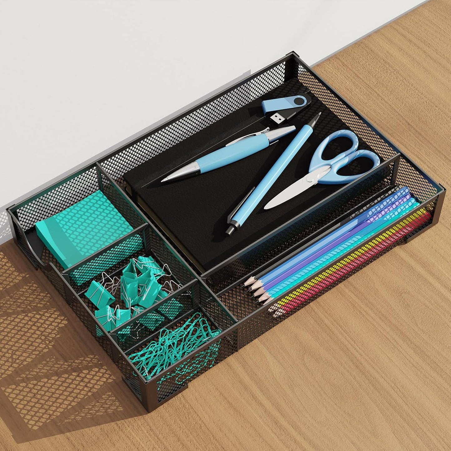 Desk Drawer Organizer, Office Desk Organizer Tray with 5 Dividers, Pen Pencil Drawer Organizer for Office Supplies, Desktop, Bathroom, Kitchen, Makeup, Vanity 