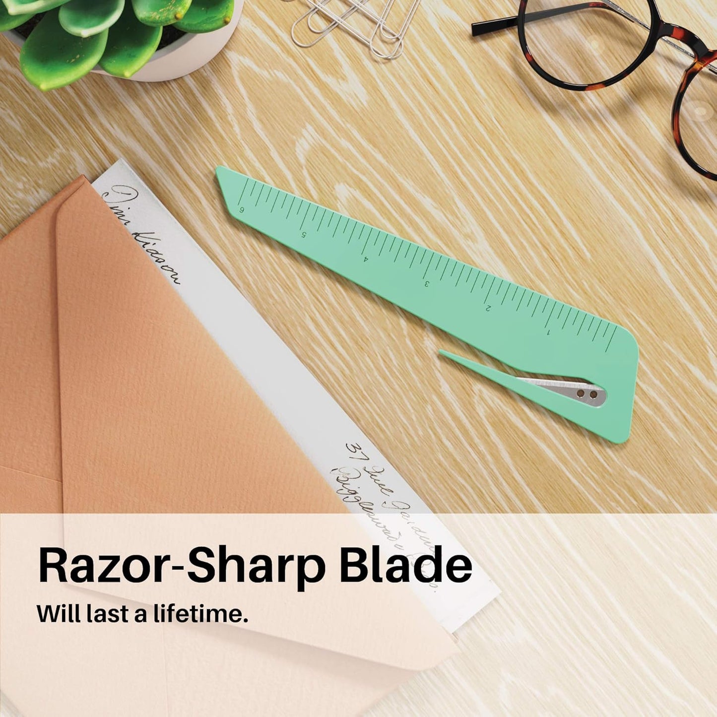 Uncommon Desks Ruler & Letter Opener Combo - Easy to Hold - Oversized Grip - Colorful 6 Inch Ruler - Envelope Opener w/Measuring Tool - Perfect for Crafts, Drafting, Sewing, & Drawing - (3 Pack)