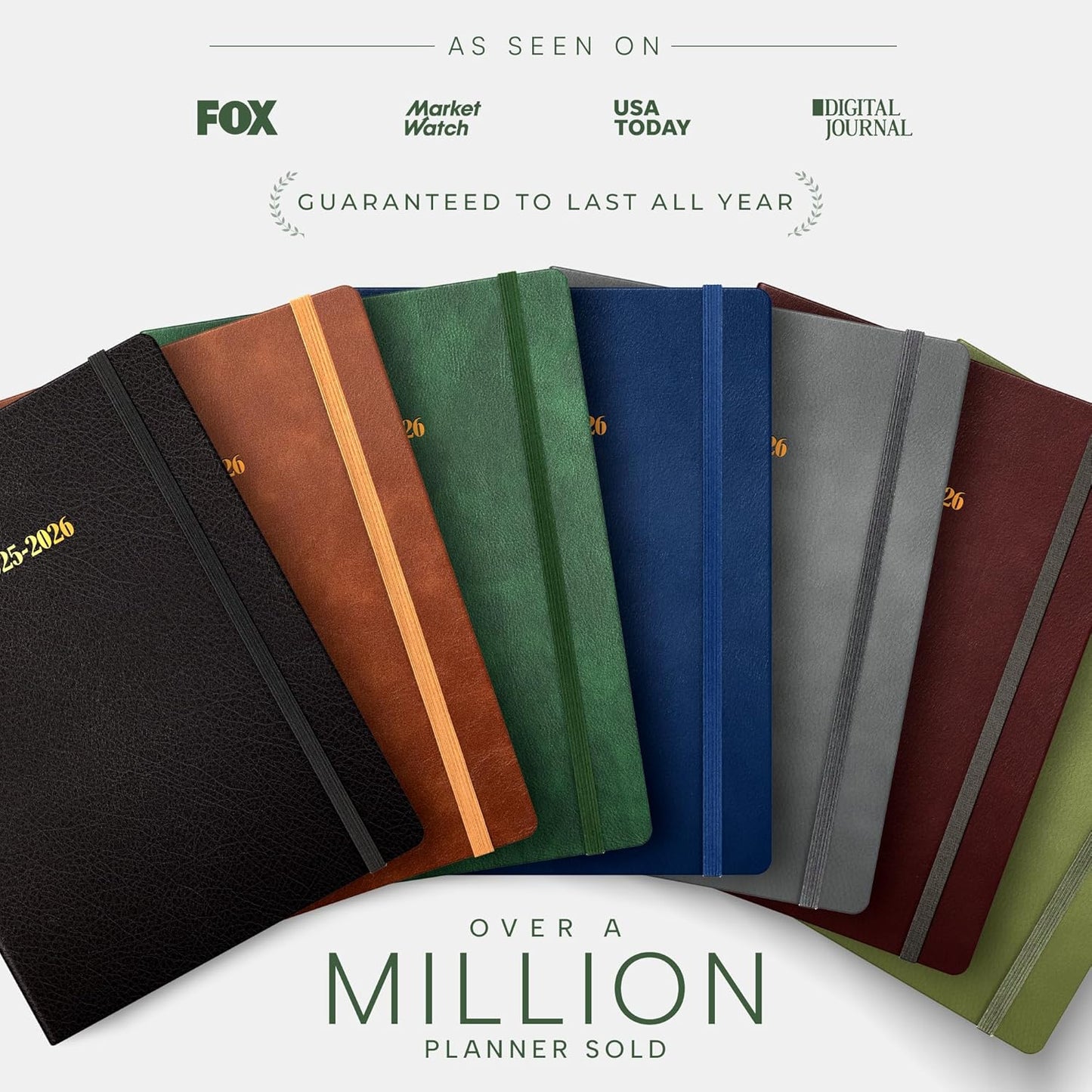 Ensight 2025-2026 HARDCOVER Leather Planner Weekly & Monthly - 6.5x8.5 Inches - Academic Planner Business Personal or Student - Pen Holder, Thick Paper, July 2025 - June 2026 (Green)