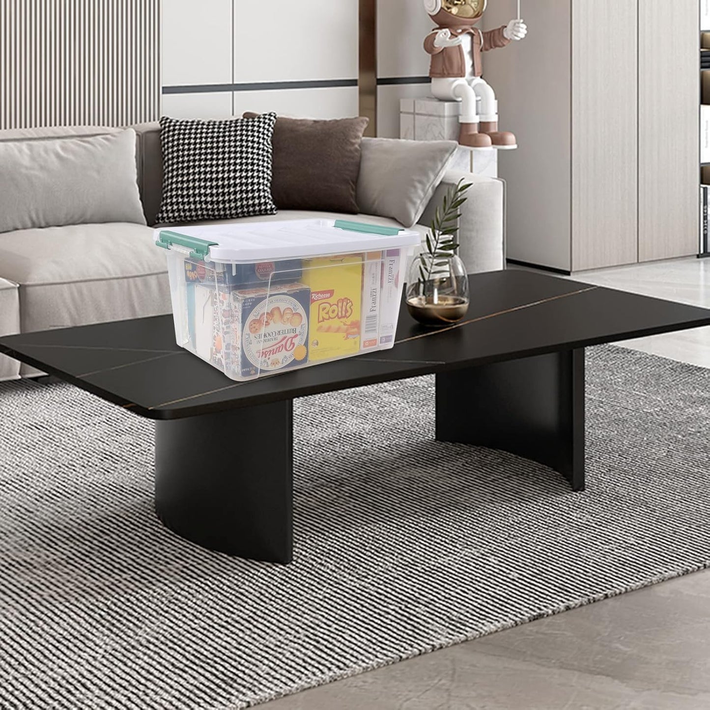 20 Quart Plastic Storage Bins with Lid, Clear Storage Plastic Box, 4 Packs