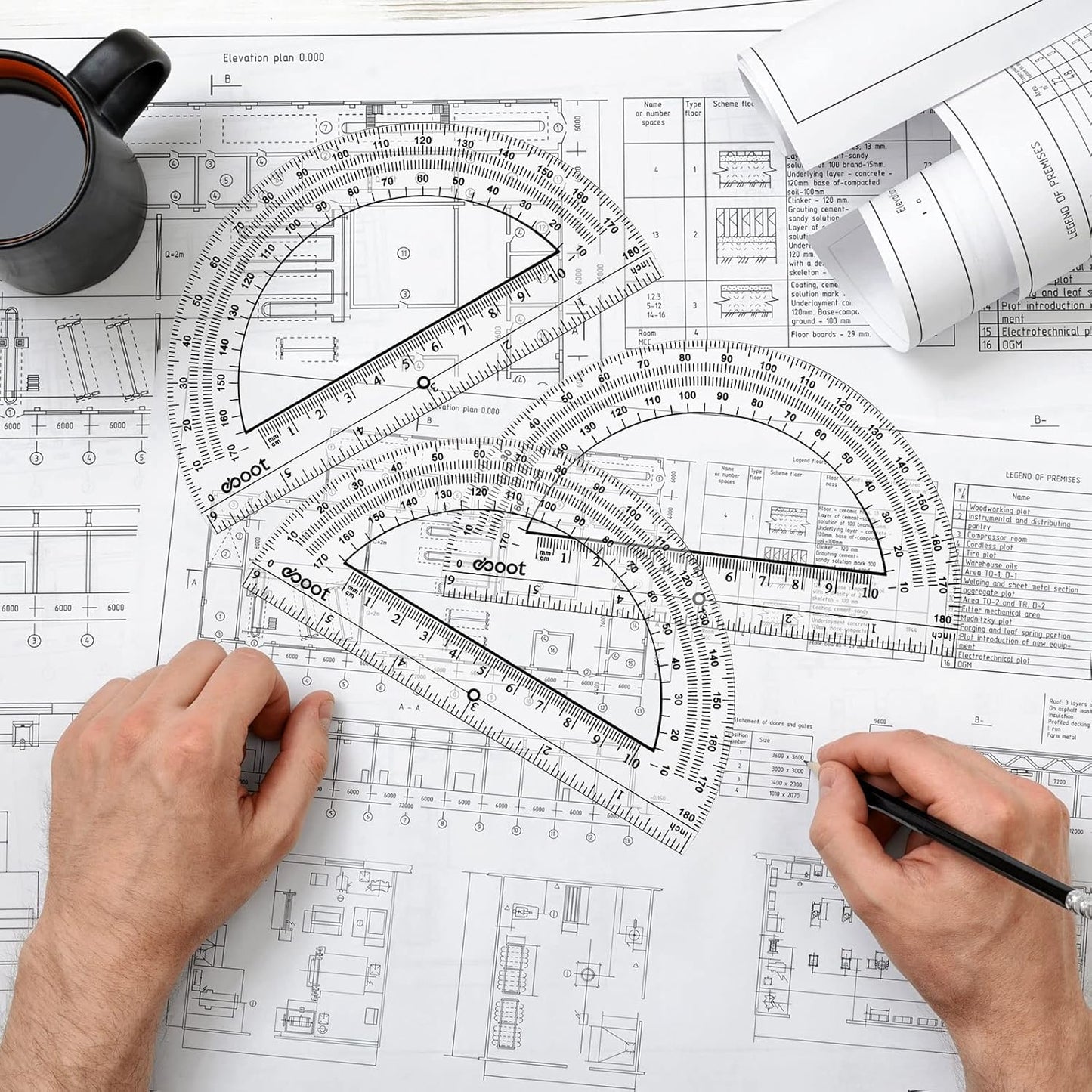 EBOOT 24 Pack Plastic Protractors Math Protractor 180 Degrees 6 Inch (Clear)