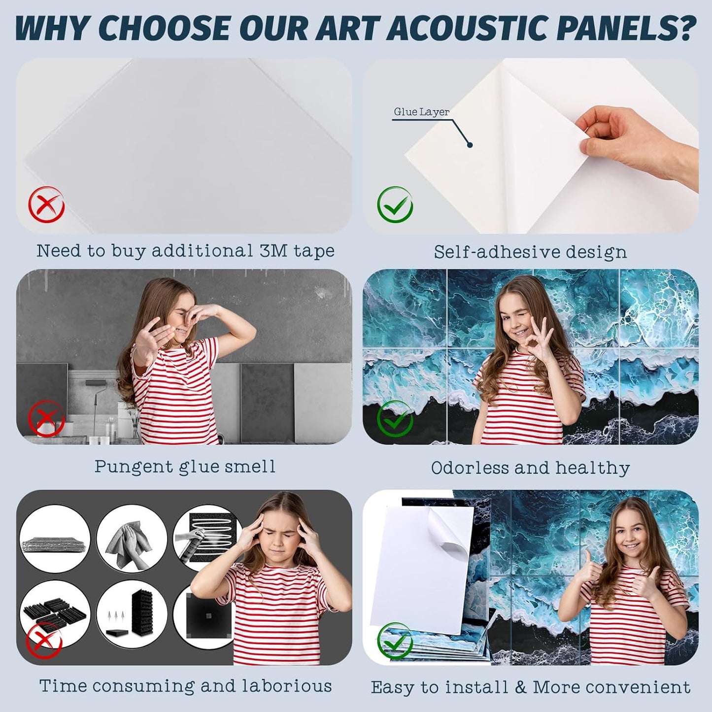 8 Pack Acoustic Panels, Soundproof Wall Panels, 48X32Inches Sound Proof Panels for Walls, Sound Absorbing Wall Art Decorative, Sound Dampening Panels for Recording, Home Studio(Black Beach)