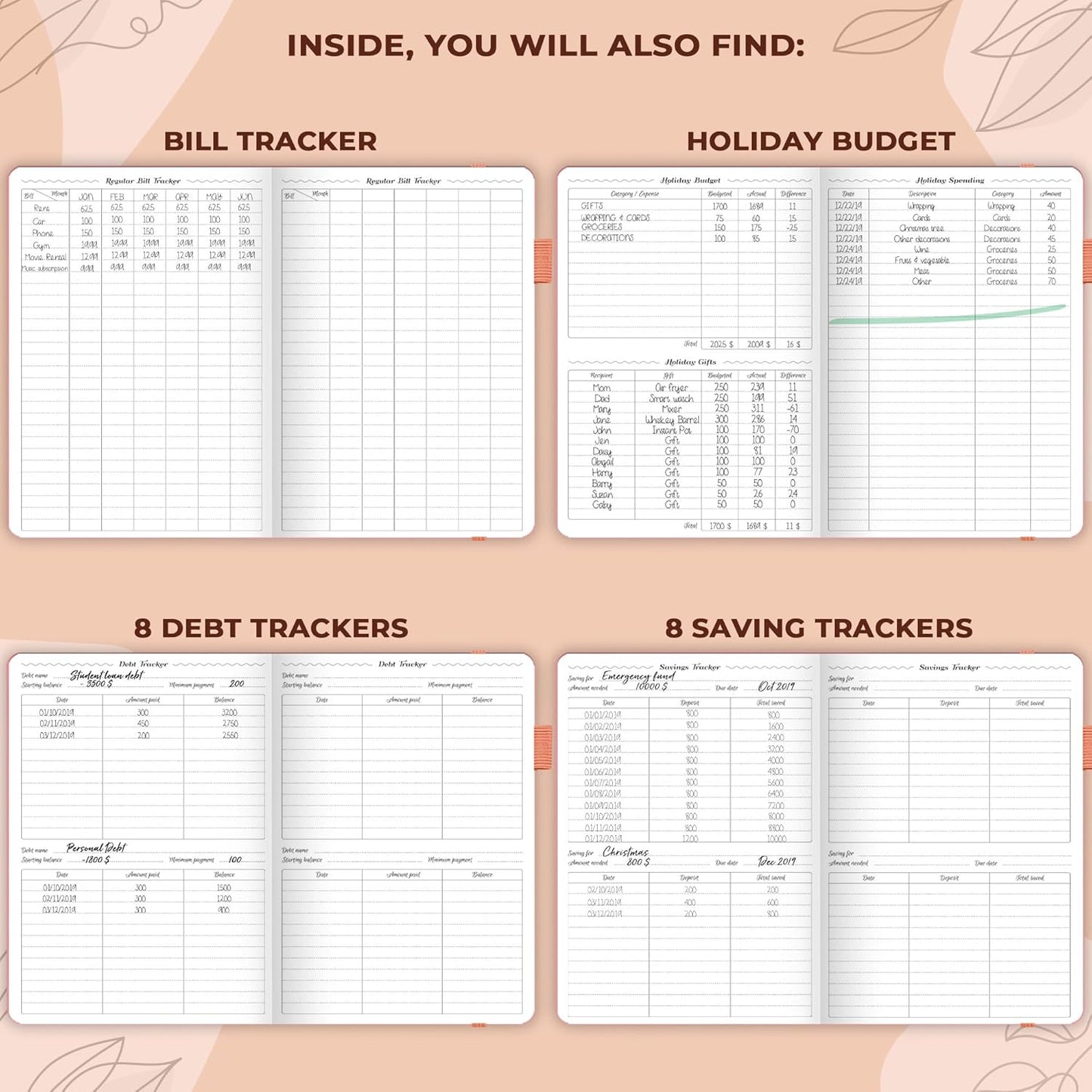 GoGirl Budget Planner – Monthly Financial Planner Organizer Budget Book. Expense Tracker Notebook Journal to Control Money, A5 (Peach Pink)