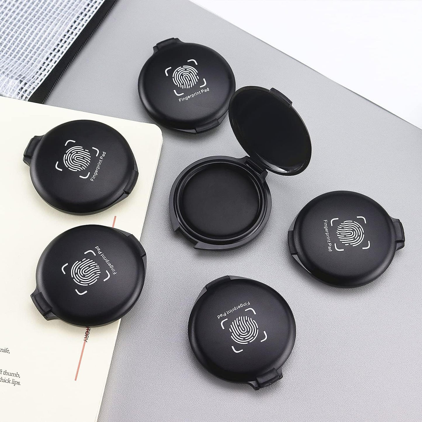 2 Pack Thumbprint Fingerprint Ink Pad for Notary Supplies Identification Security ID Fingerprint Cards Law Enforcement Fingerprint Black Stamp Ink pad
