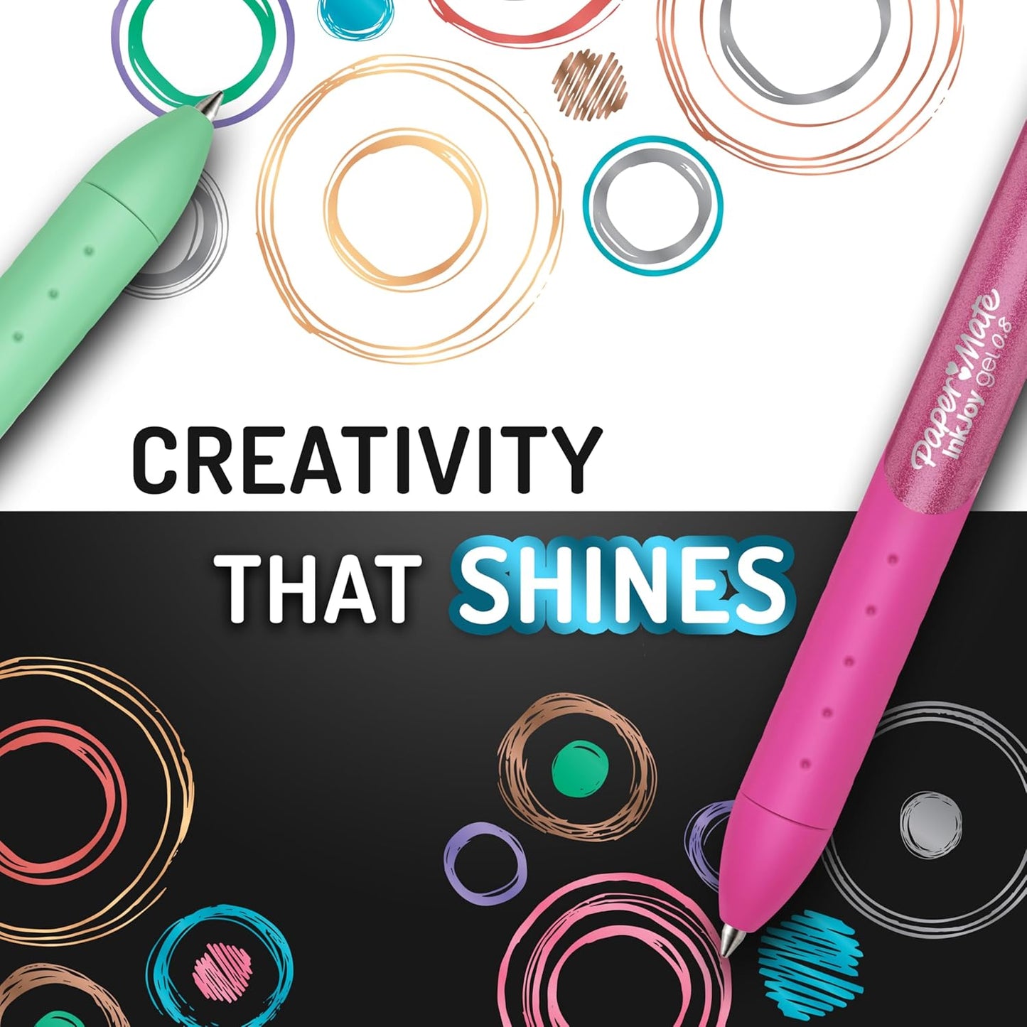 Paper Mate InkJoy Gel Pens, Metallic Pens, Retractable, Medium Point, (0.8mm) Assorted Colors, 6 Count