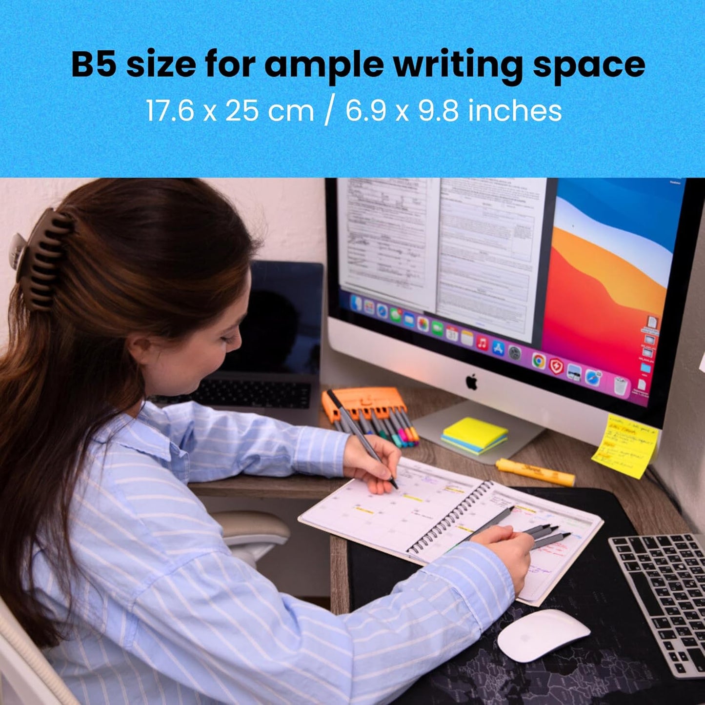 Undated Monthly Planner - 18 Month Calendar Planner Book for School, Office and Home - Simplified Hardcover Blank Planners for Goals, Tasks and Dates - B5(6.9" x 9.8") Pink